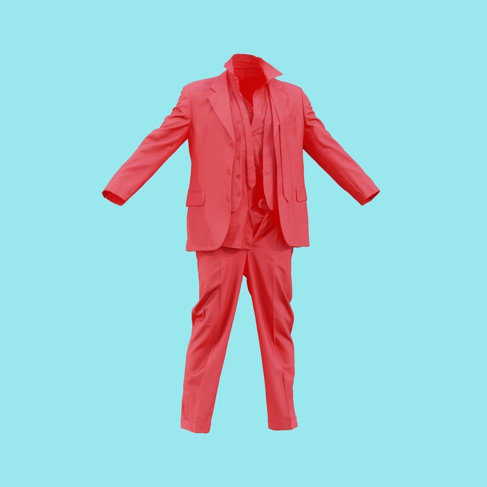 Suit B Full Undone Low-poly 3D model_18