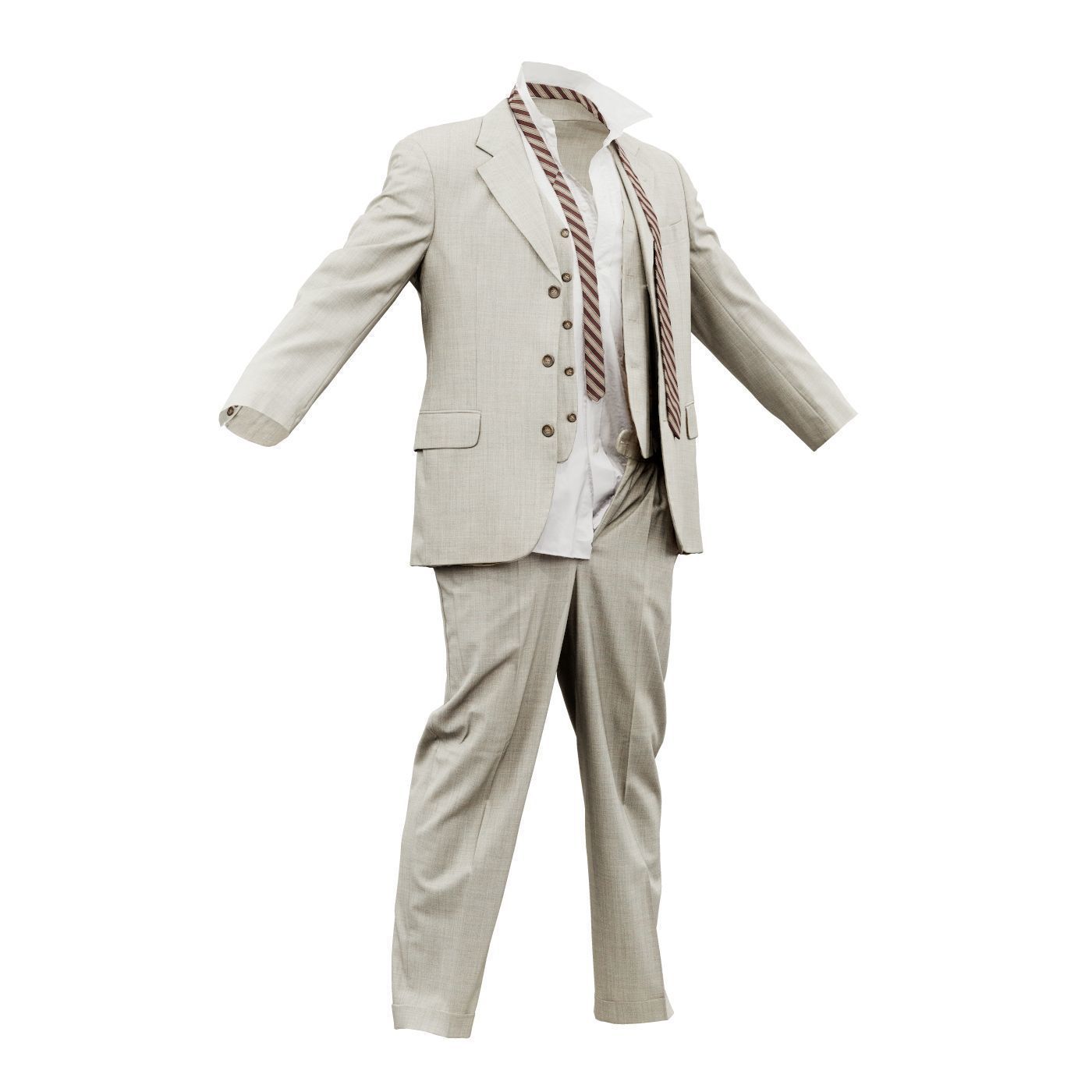 Suit B Full Undone Low-poly 3D model_3