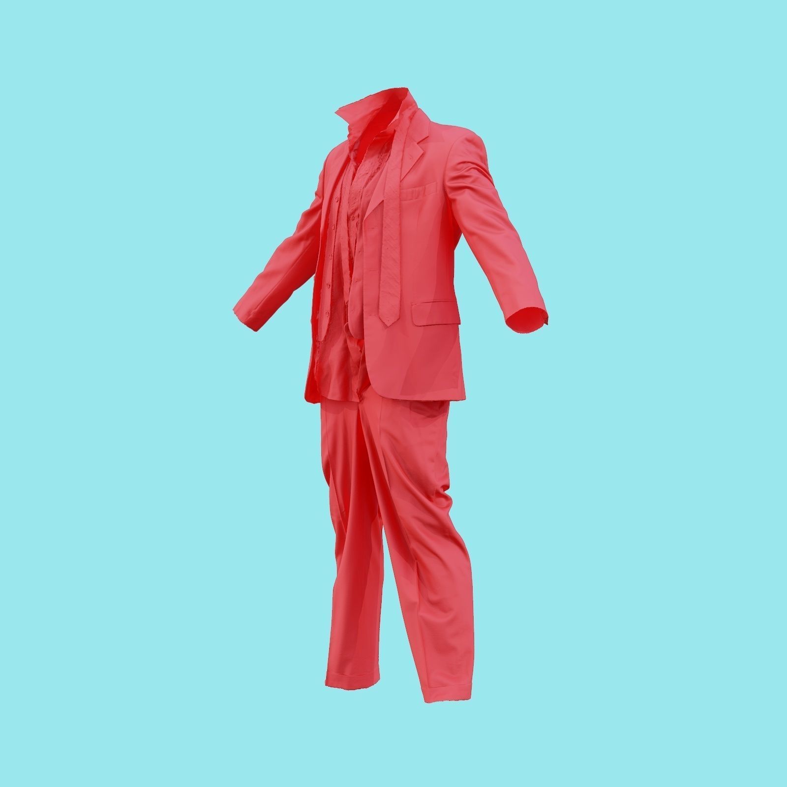 Suit B Full Undone Low-poly 3D model_23