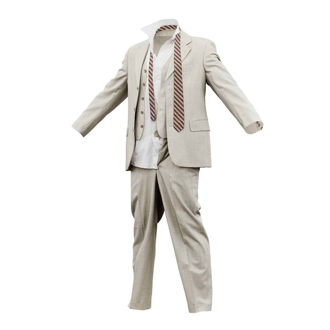 Suit B Full Undone Low-poly 3D model_13