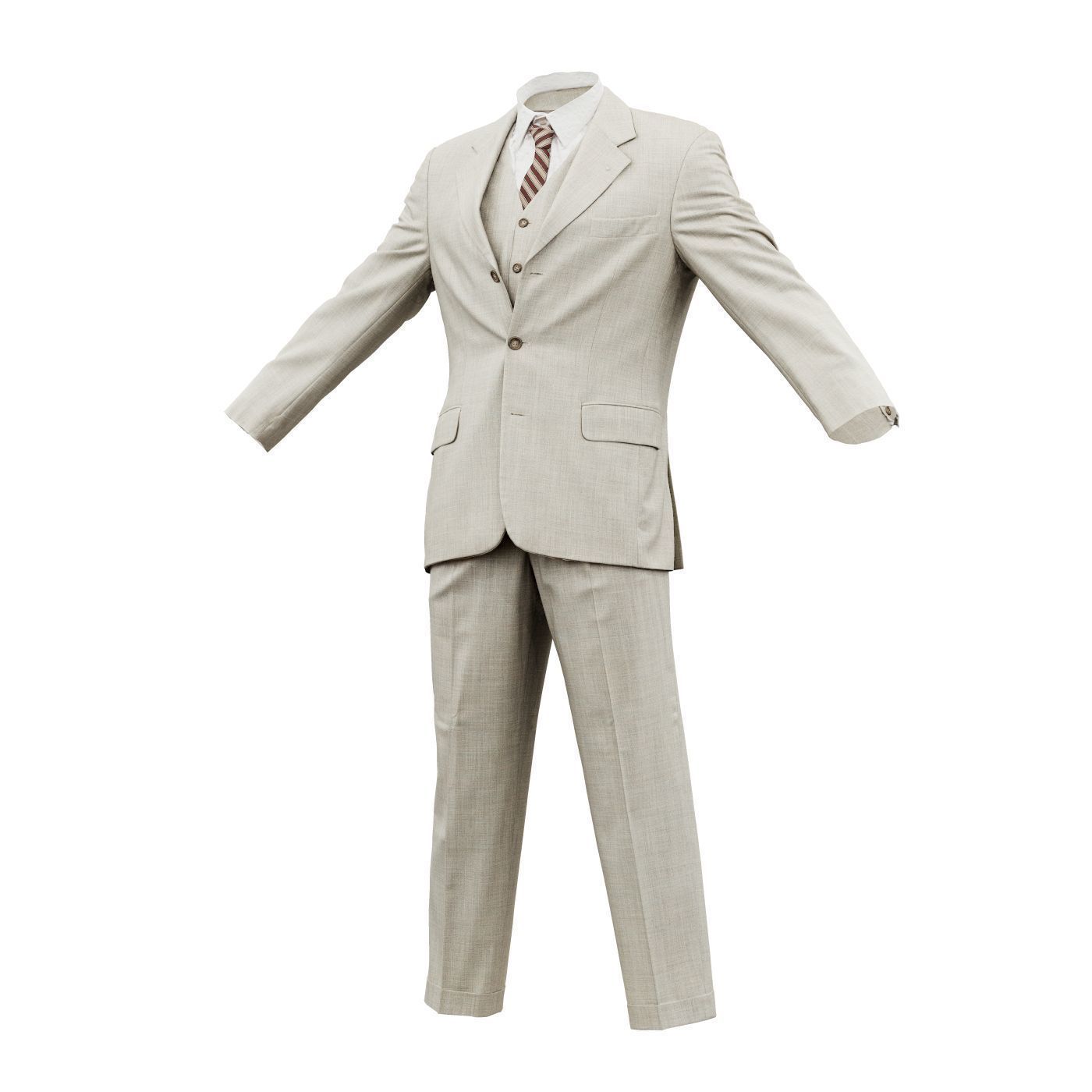 Suit B Full Closed Low-poly 3D model_13