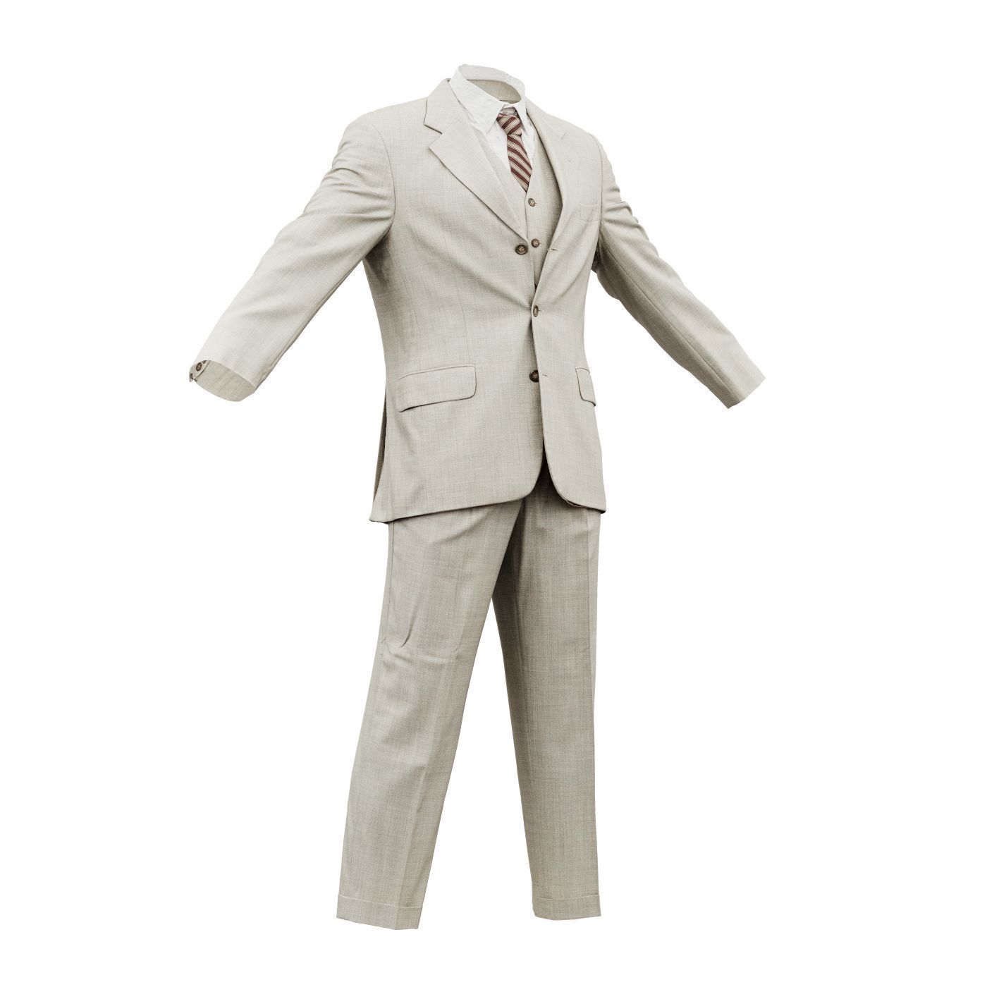 Suit B Full Closed Low-poly 3D model_3