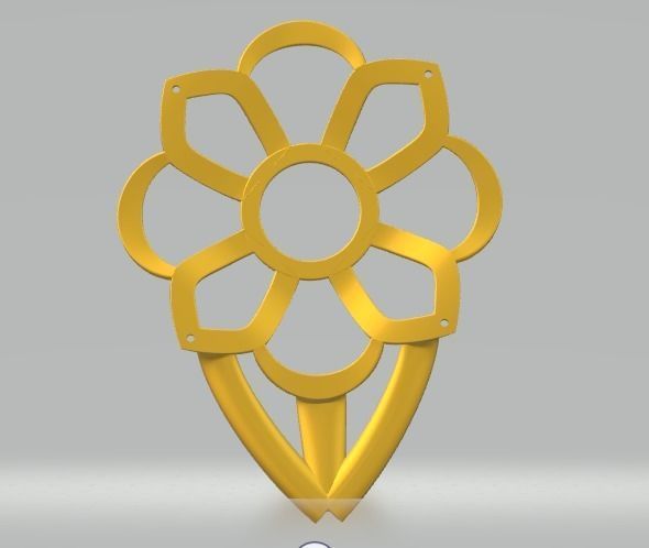 CG120 flower made of metal 3D print model_5