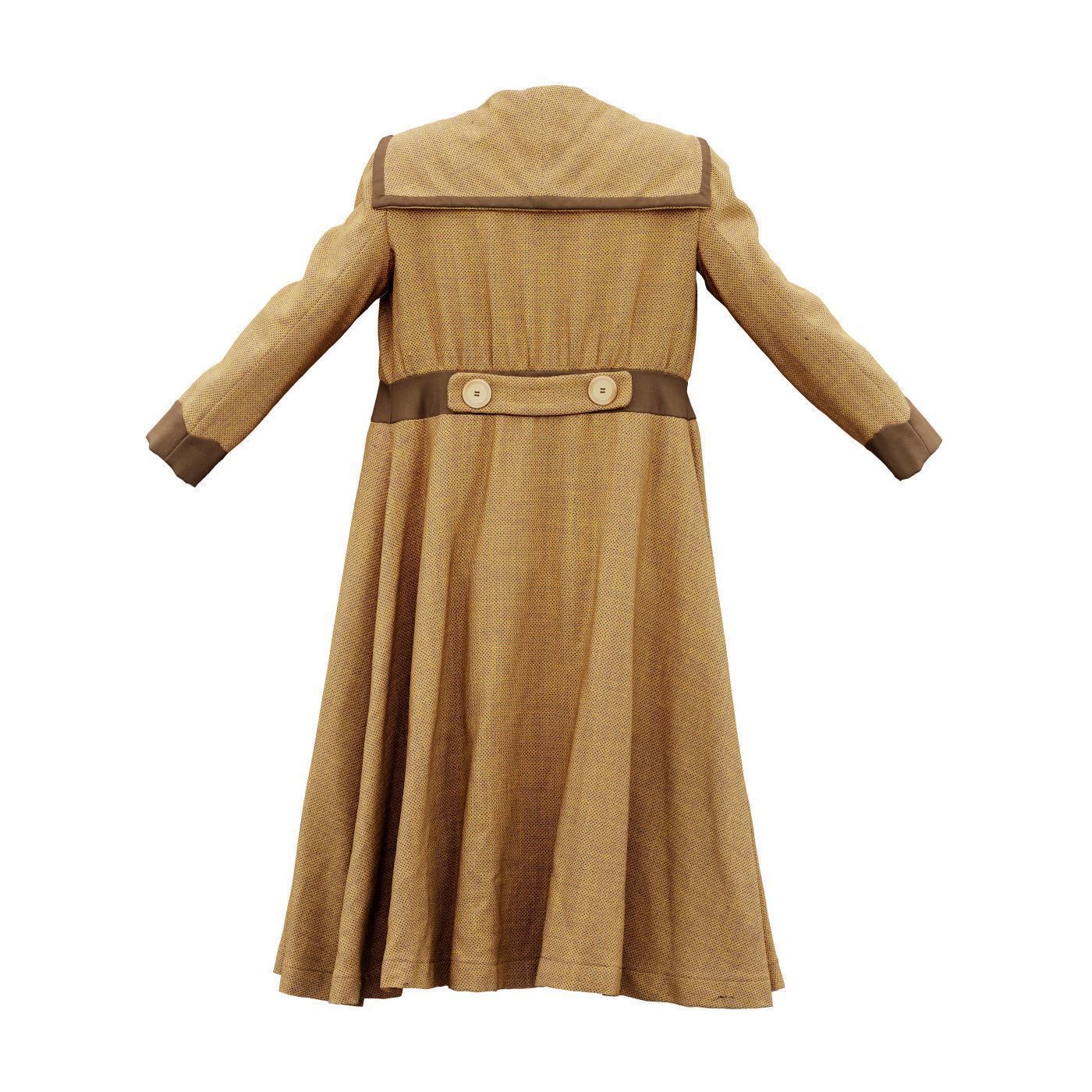 Straw Coat Open Low-poly 3D model_8