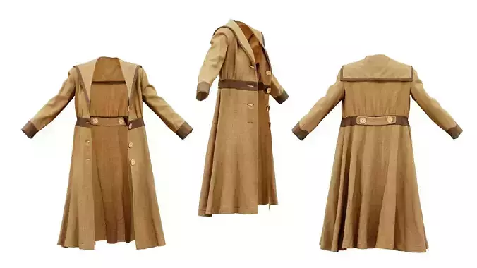 Straw Coat Open Low-poly 3D model