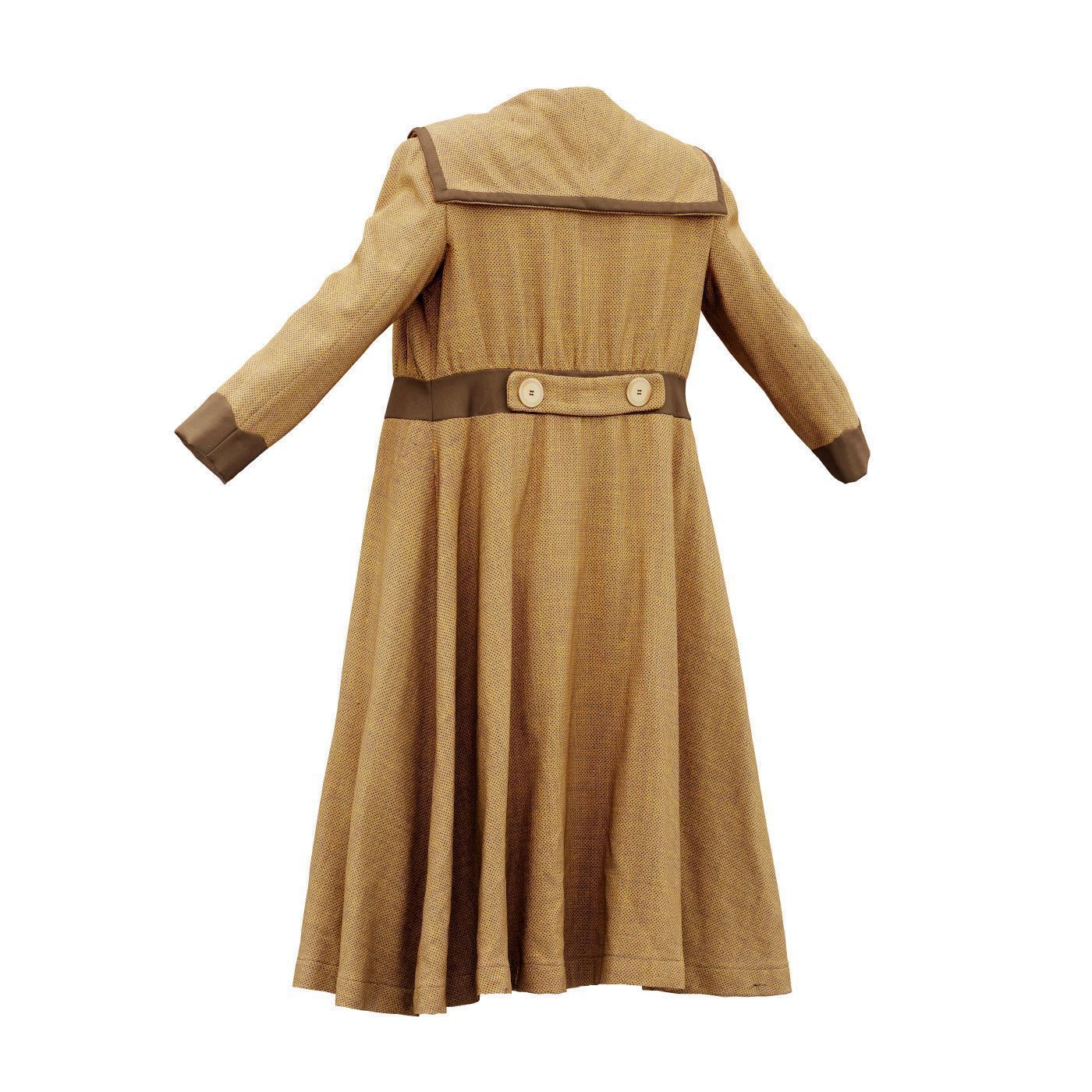 Straw Coat Open Low-poly 3D model_9