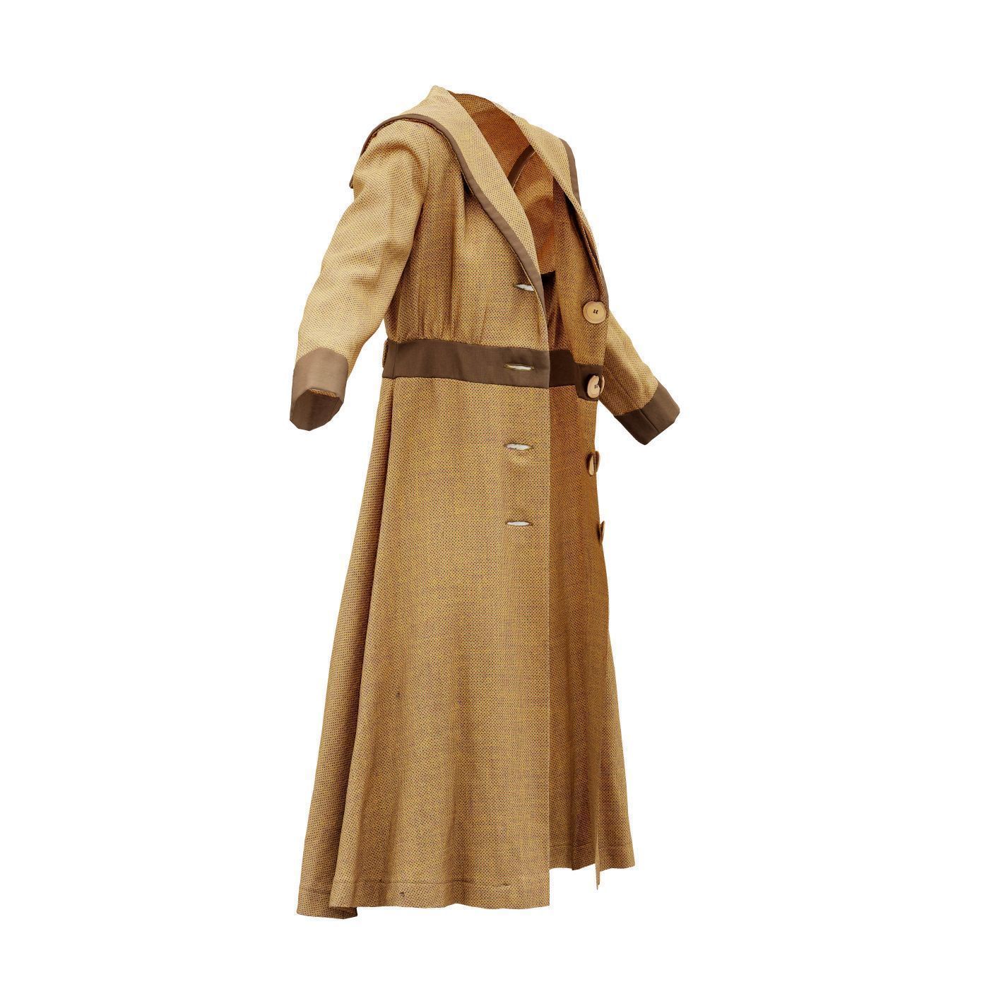 Straw Coat Open Low-poly 3D model_4