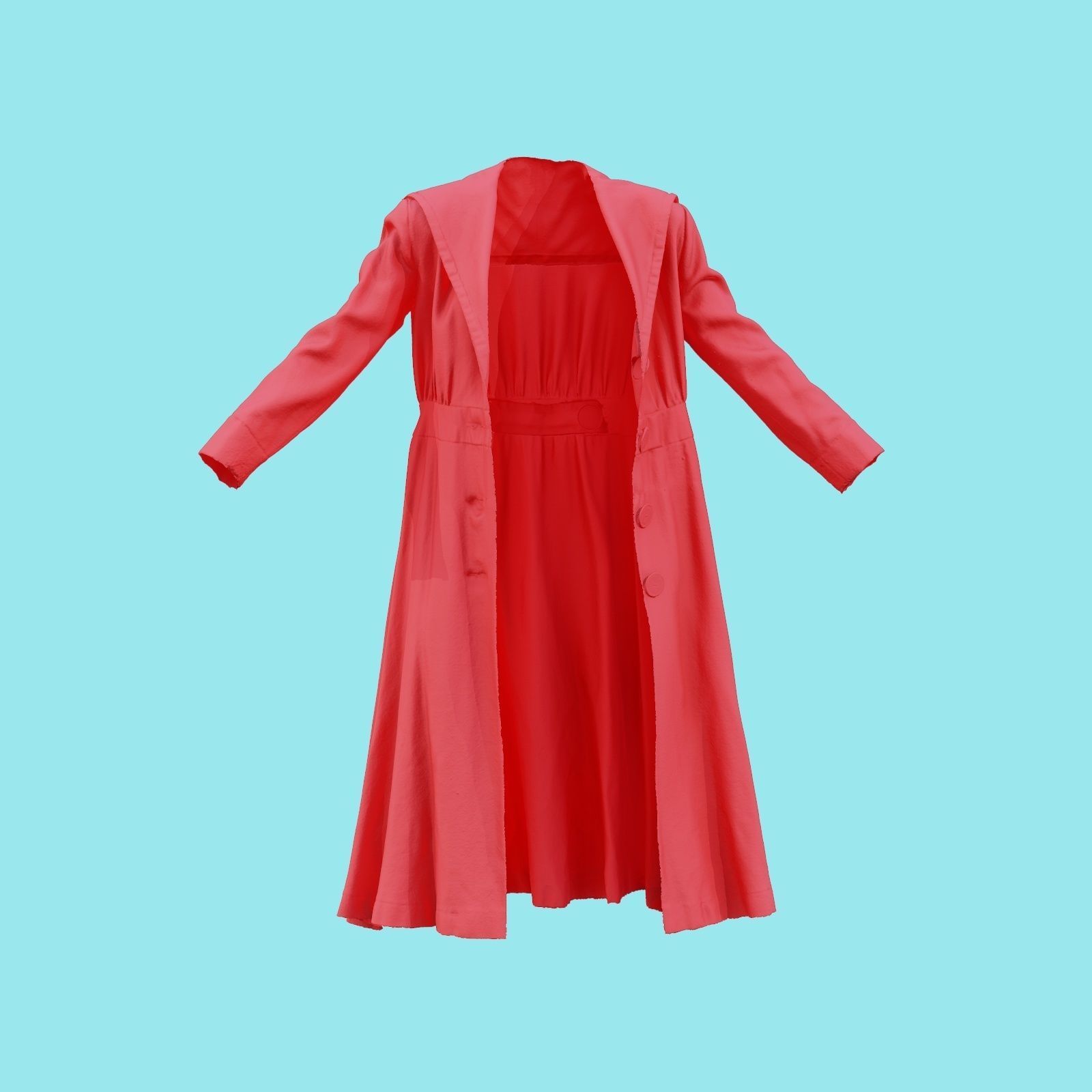 Straw Coat Open Low-poly 3D model_21