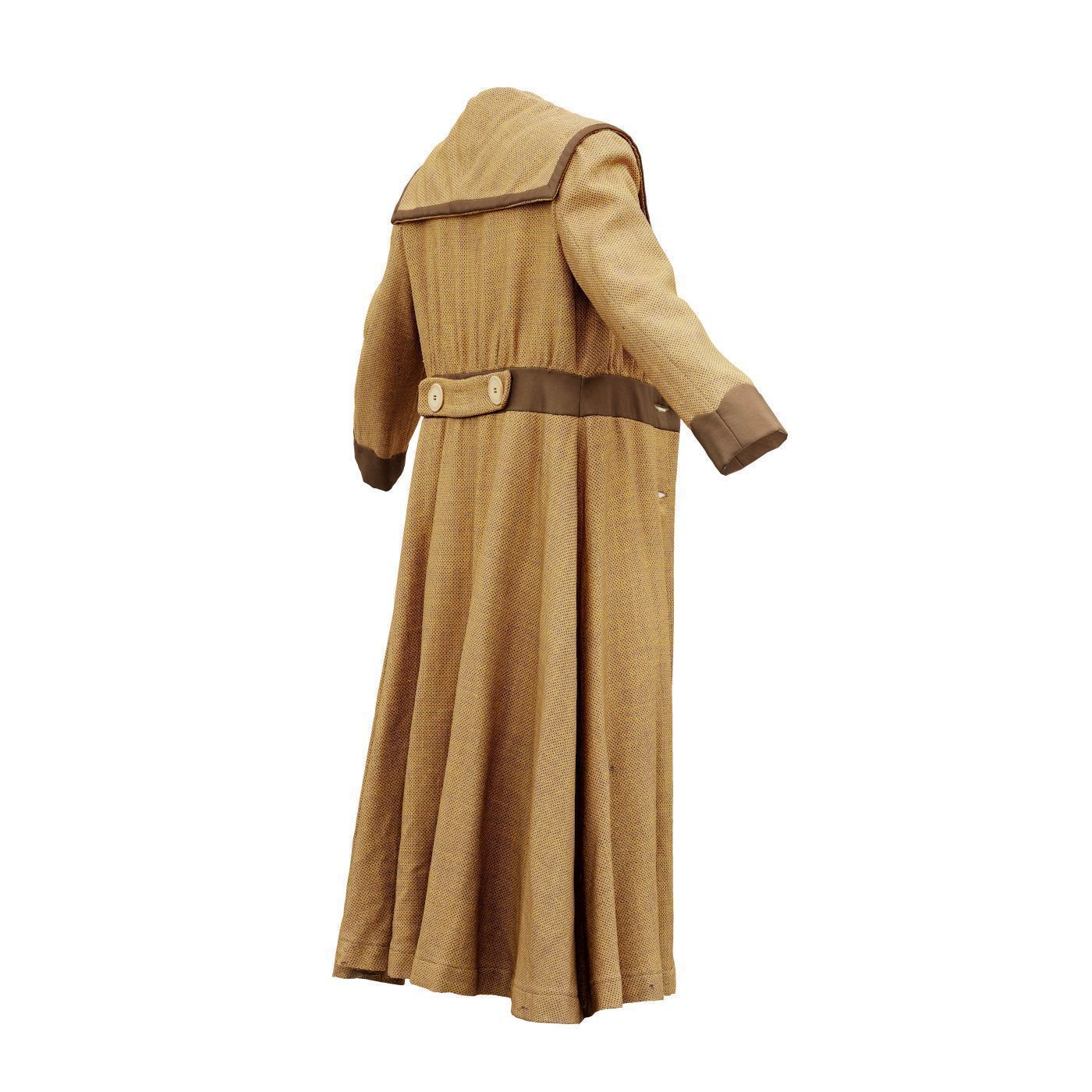 Straw Coat Open Low-poly 3D model_6