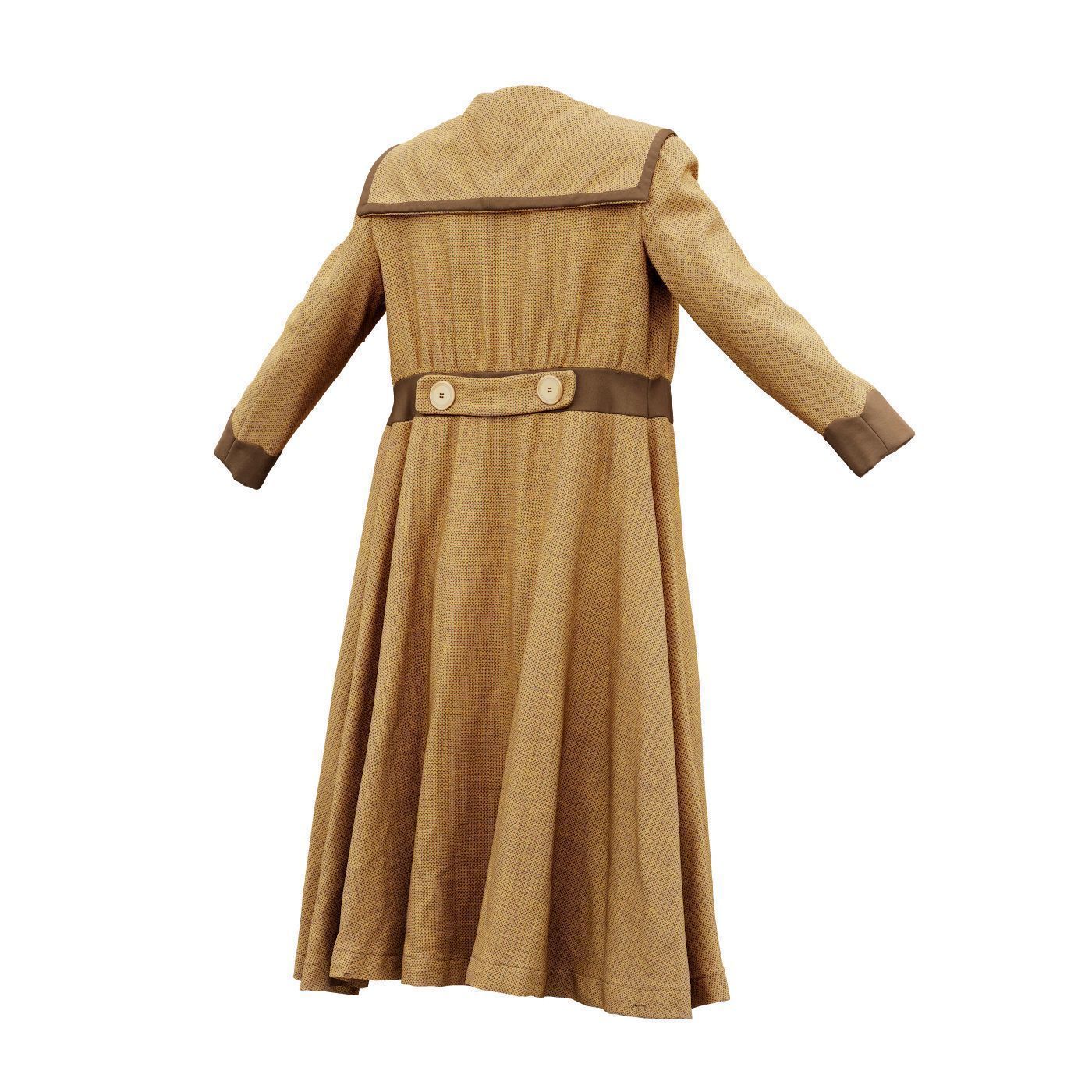 Straw Coat Open Low-poly 3D model_7