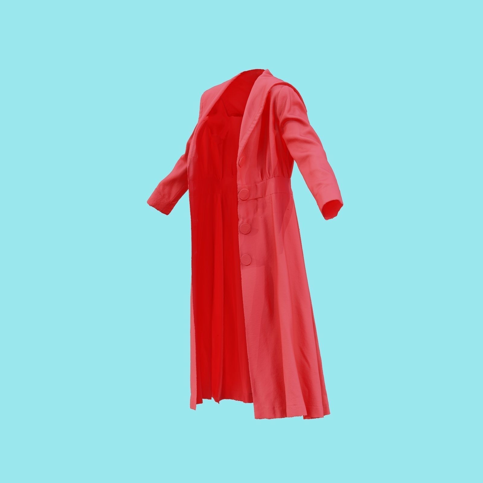 Straw Coat Open Low-poly 3D model_20