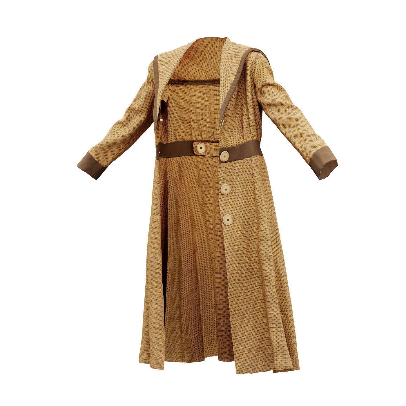 Straw Coat Open Low-poly 3D model_13