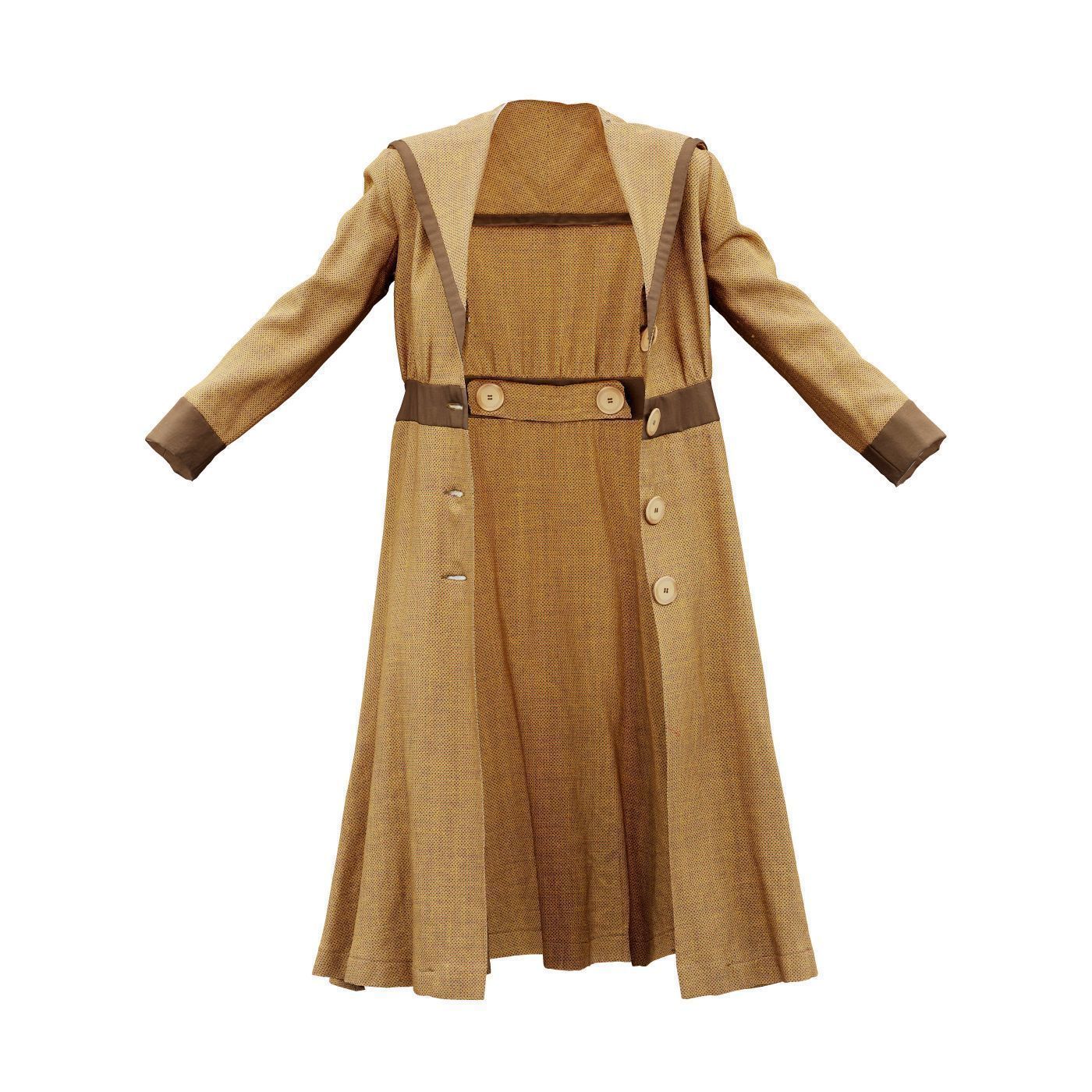 Straw Coat Open Low-poly 3D model_2