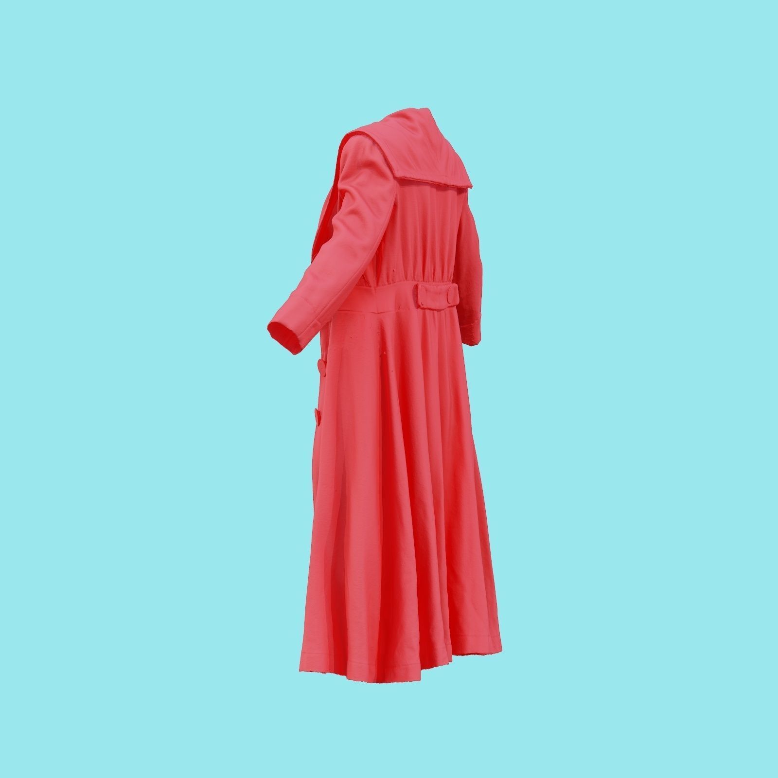 Straw Coat Open Low-poly 3D model_19