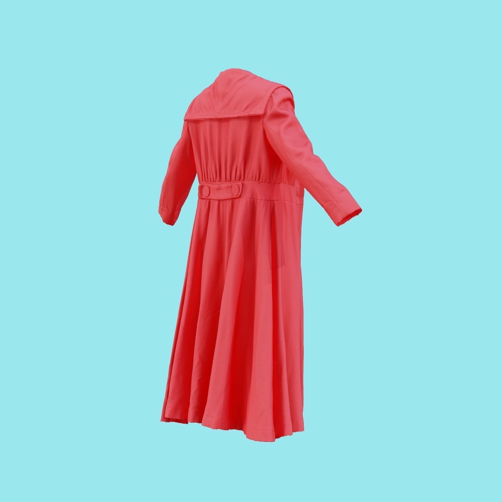 Straw Coat Open Low-poly 3D model_23