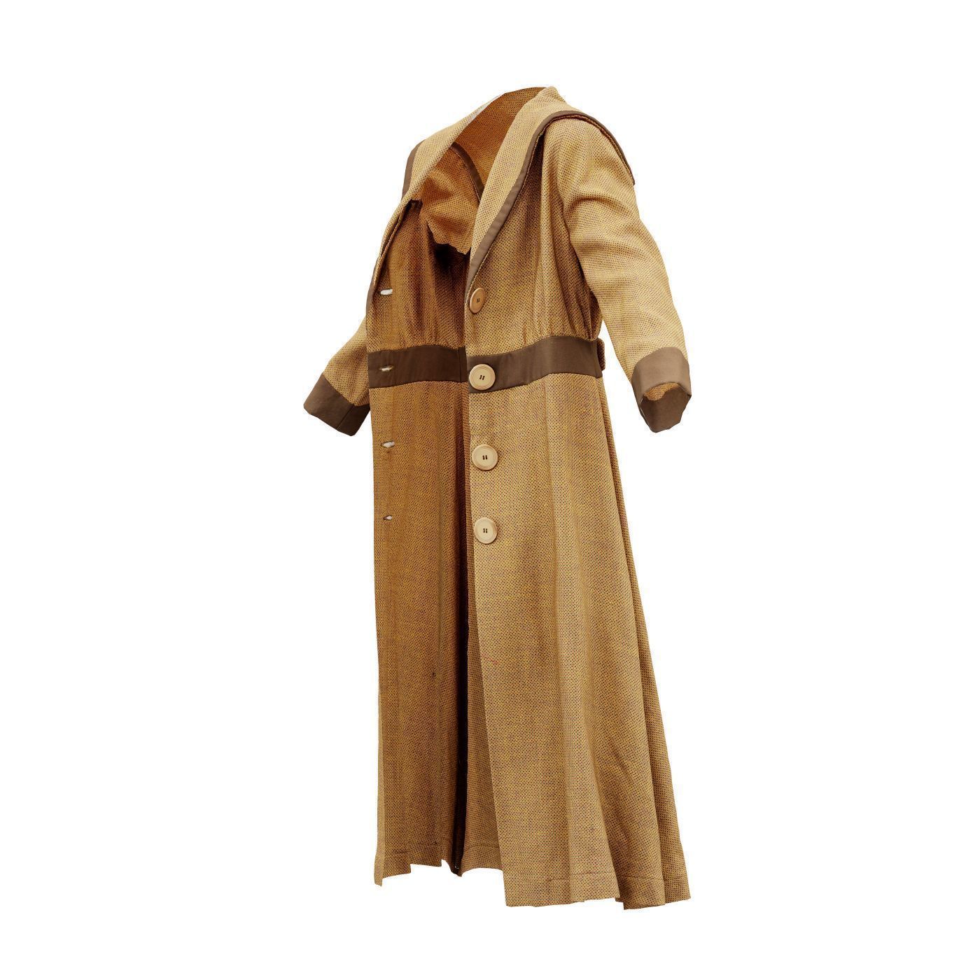 Straw Coat Open Low-poly 3D model_12