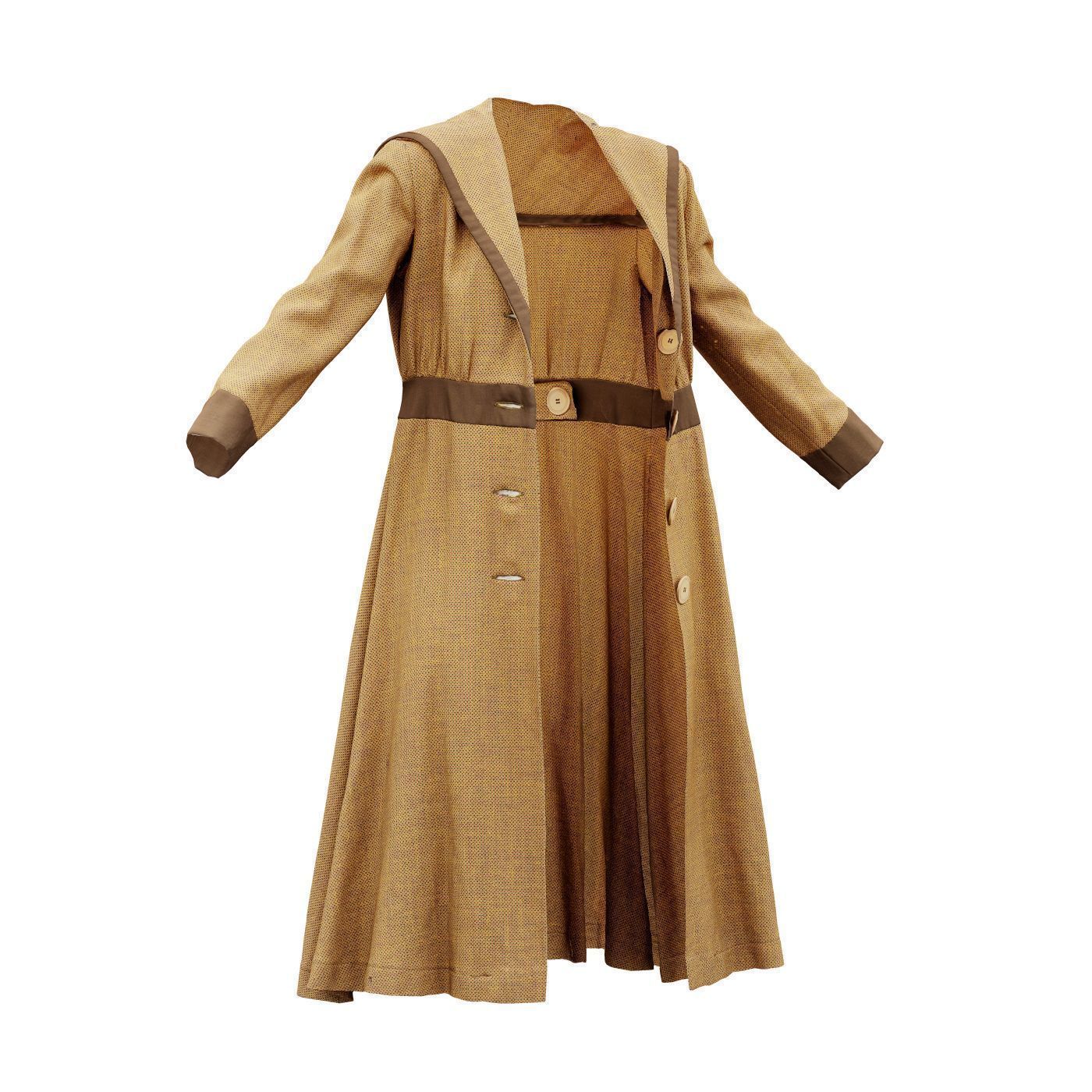 Straw Coat Open Low-poly 3D model_3