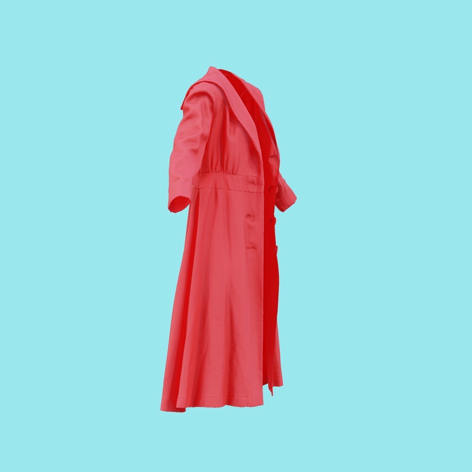 Straw Coat Open Low-poly 3D model_22