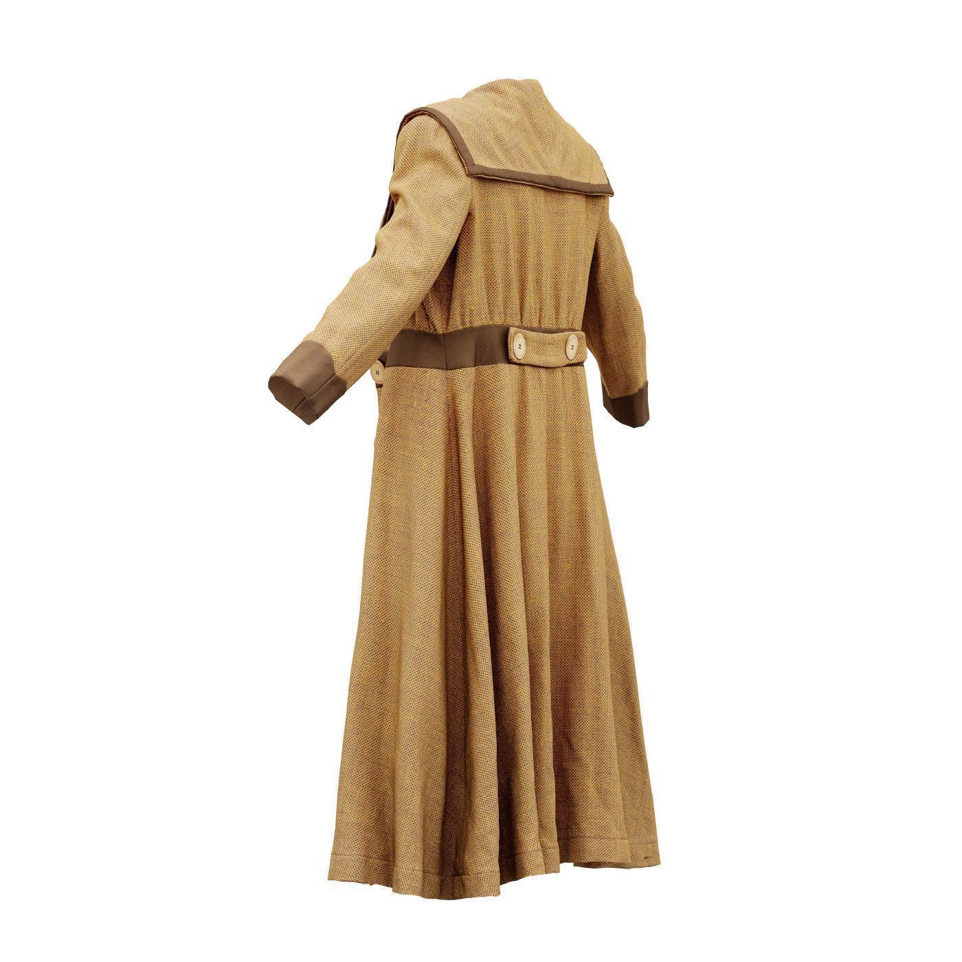 Straw Coat Open Low-poly 3D model_10