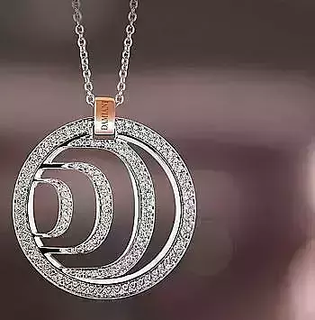 CG245 silver and rose gold necklace with circular pendant 3D print model