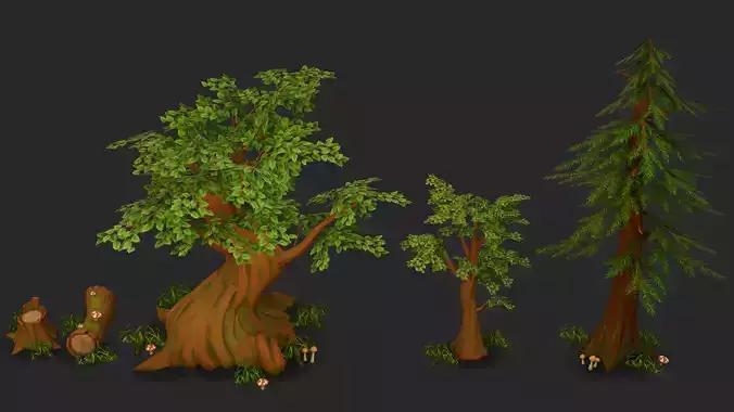 Stylized tree asset  Low-poly 3D model