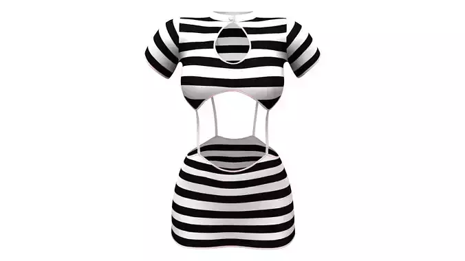 Belly Suspenders Chest Cutout Mini Skirt Dress