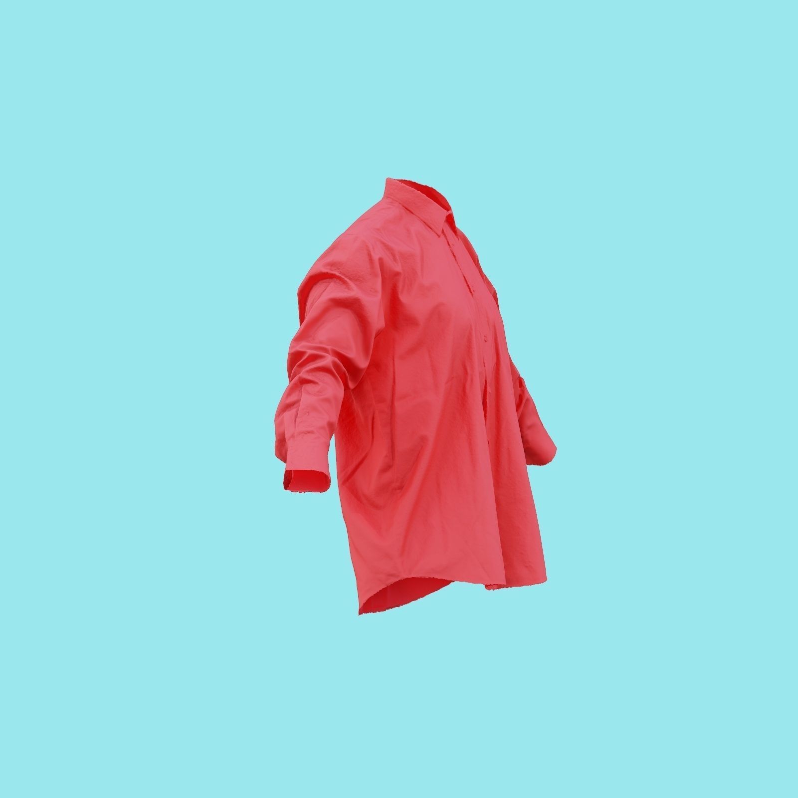 Shirt Plain Buttoned Up Low-poly 3D model_19