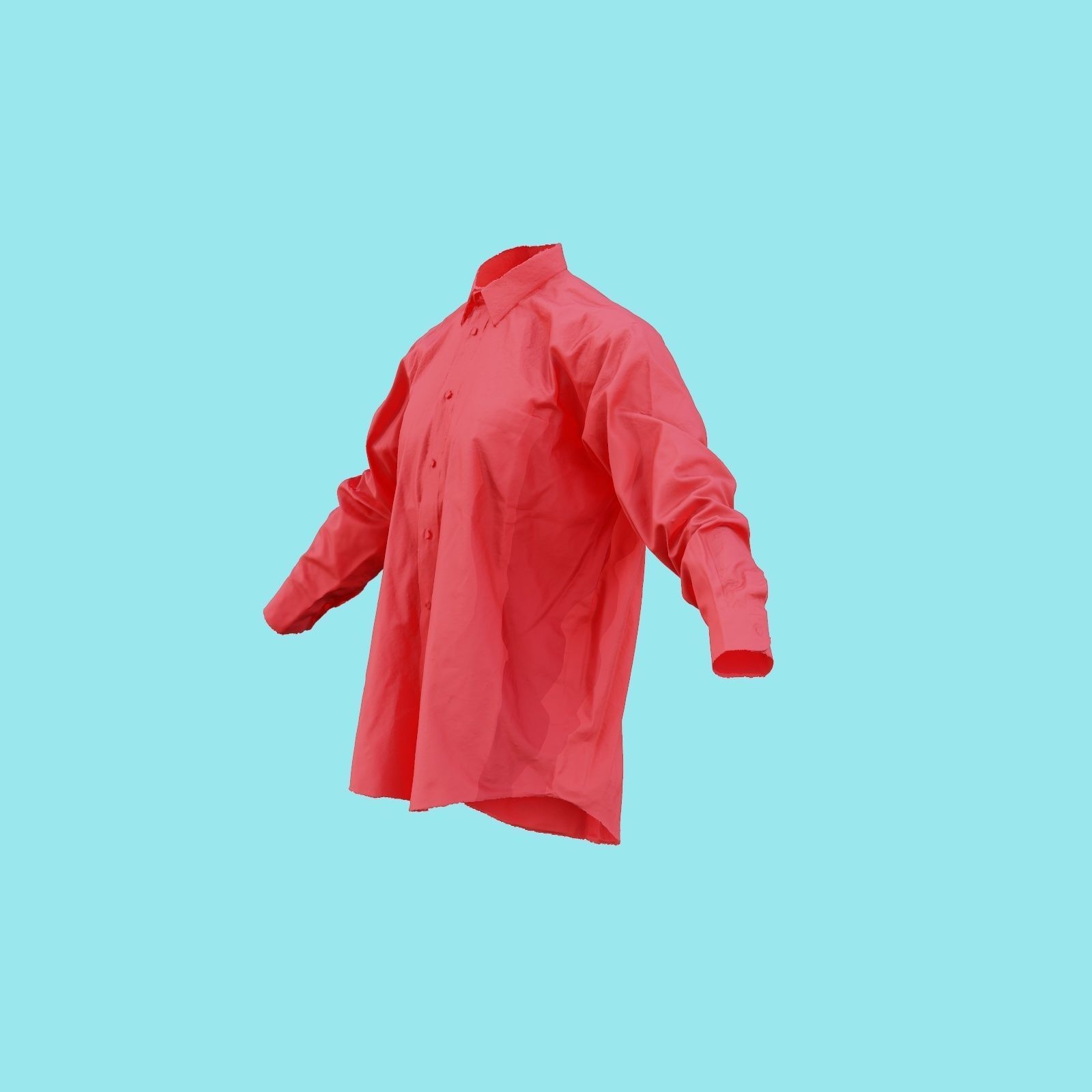 Shirt Plain Buttoned Up Low-poly 3D model_23