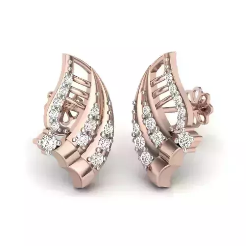 Earrings 3D print model diamond leaf ring in rose gold