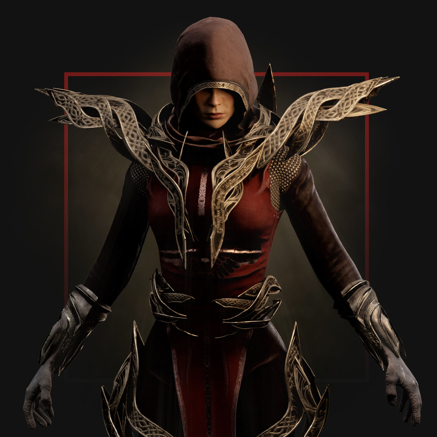 Paladin Girl Low-poly 3D model_5