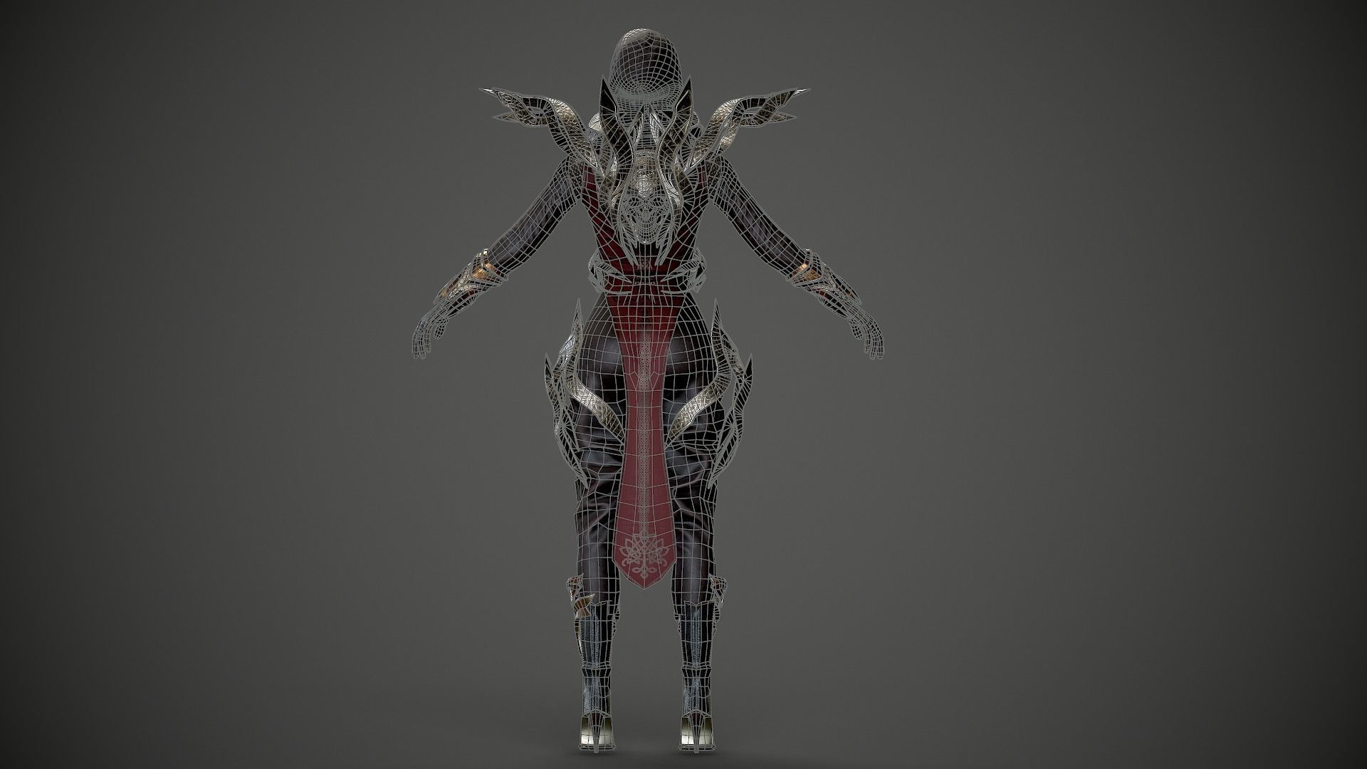 Paladin Girl Low-poly 3D model_17