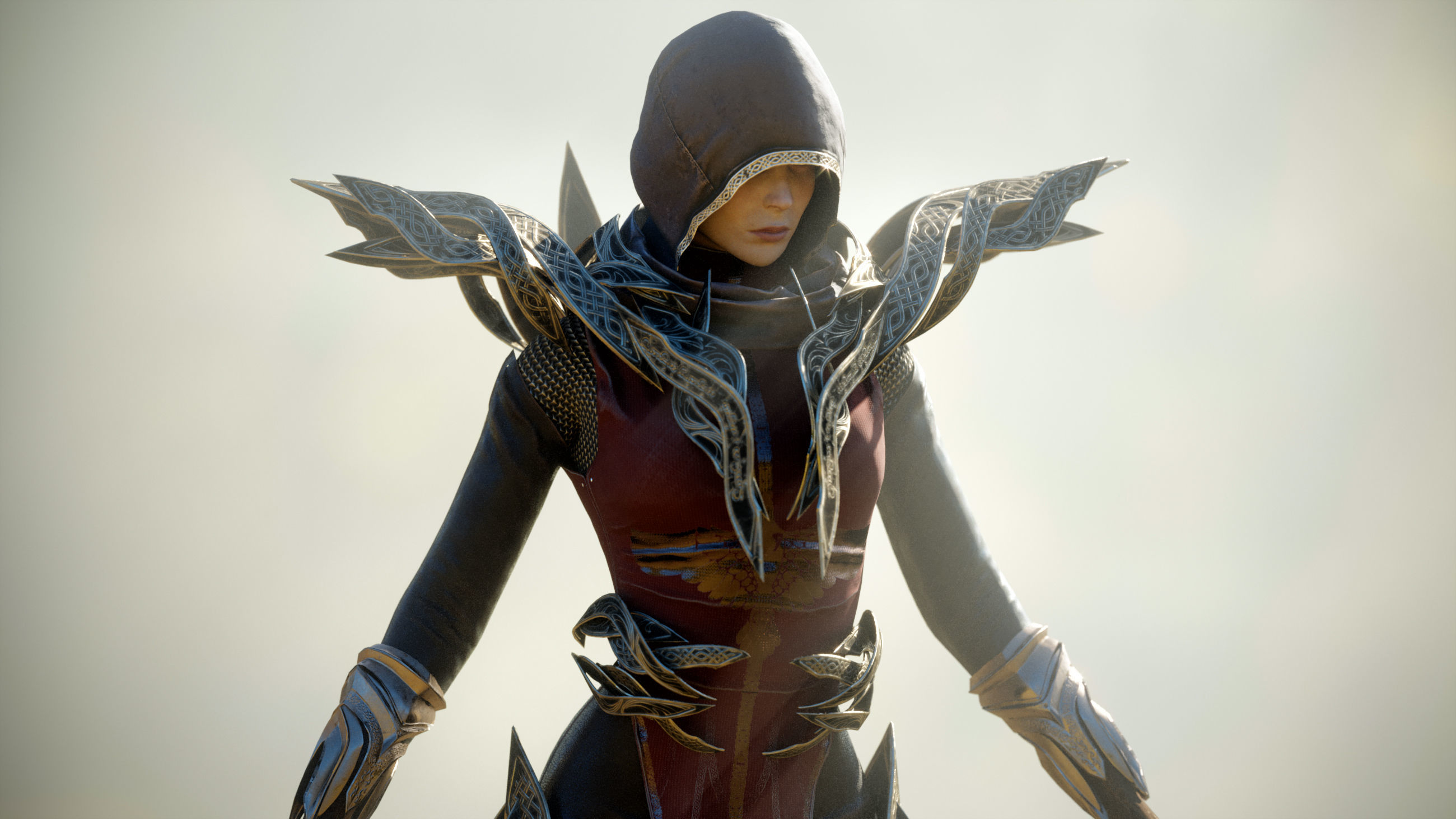 Paladin Girl Low-poly 3D model_15