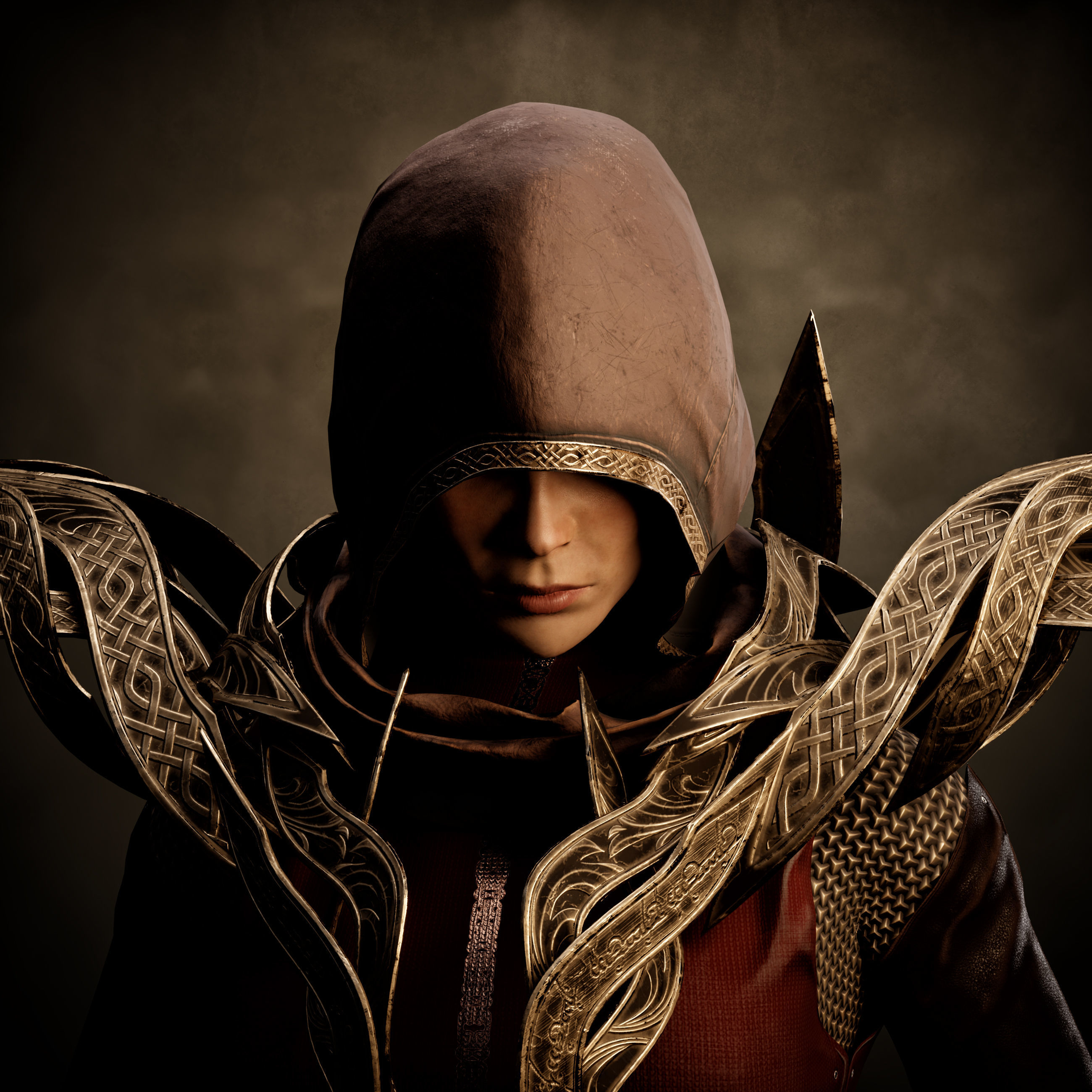 Paladin Girl Low-poly 3D model_9