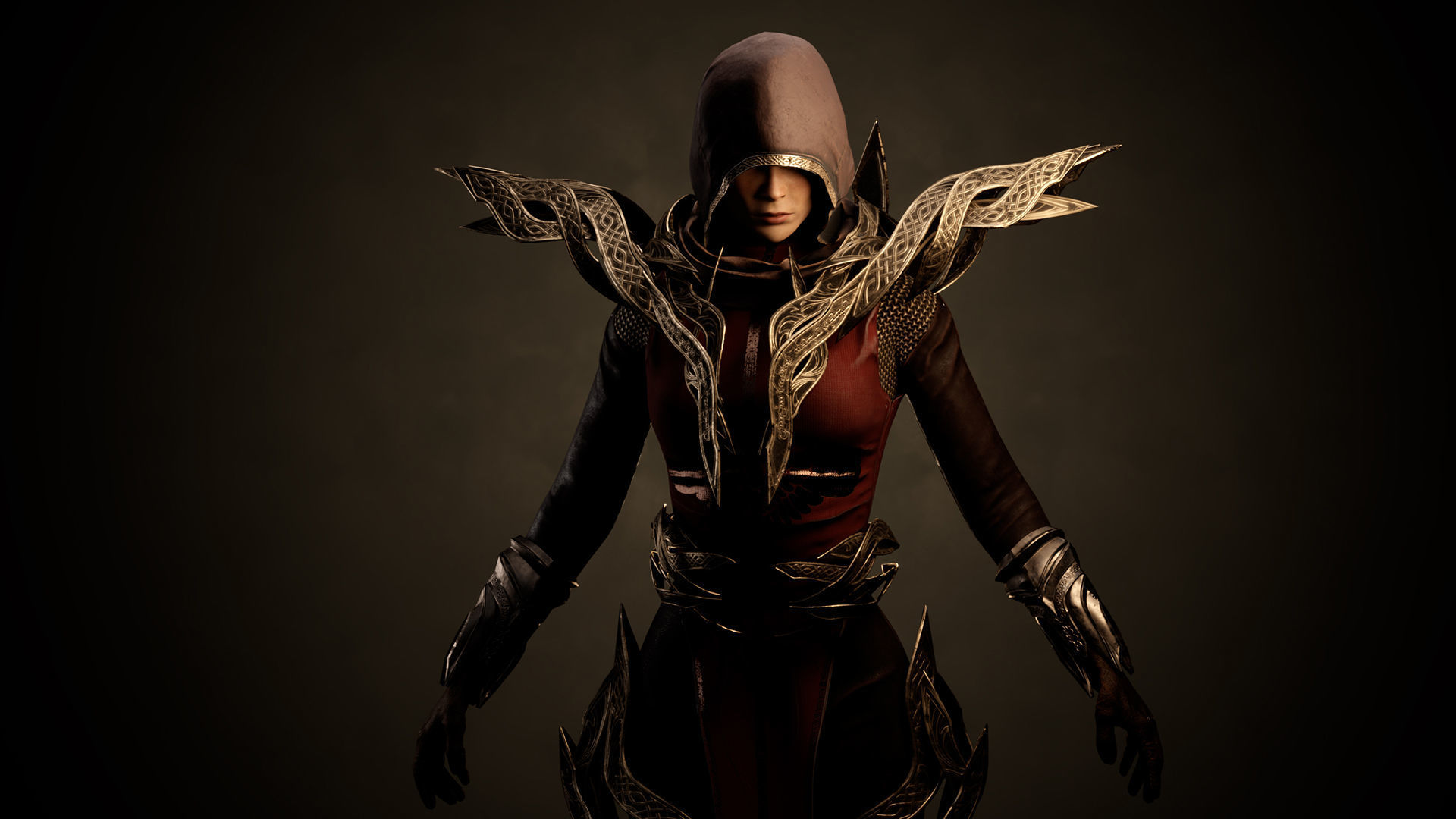 Paladin Girl Low-poly 3D model_7