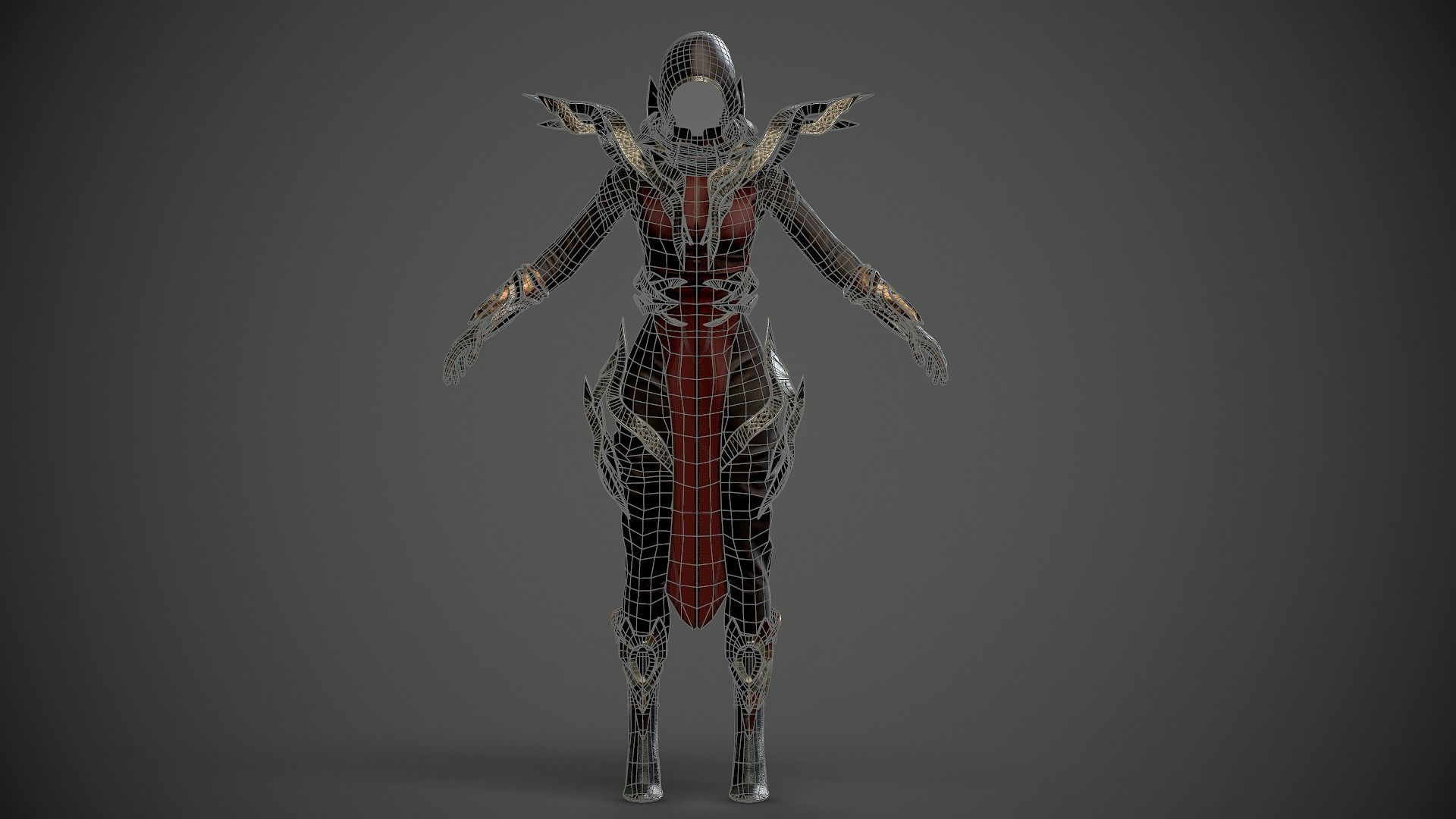 Paladin Girl Low-poly 3D model_16