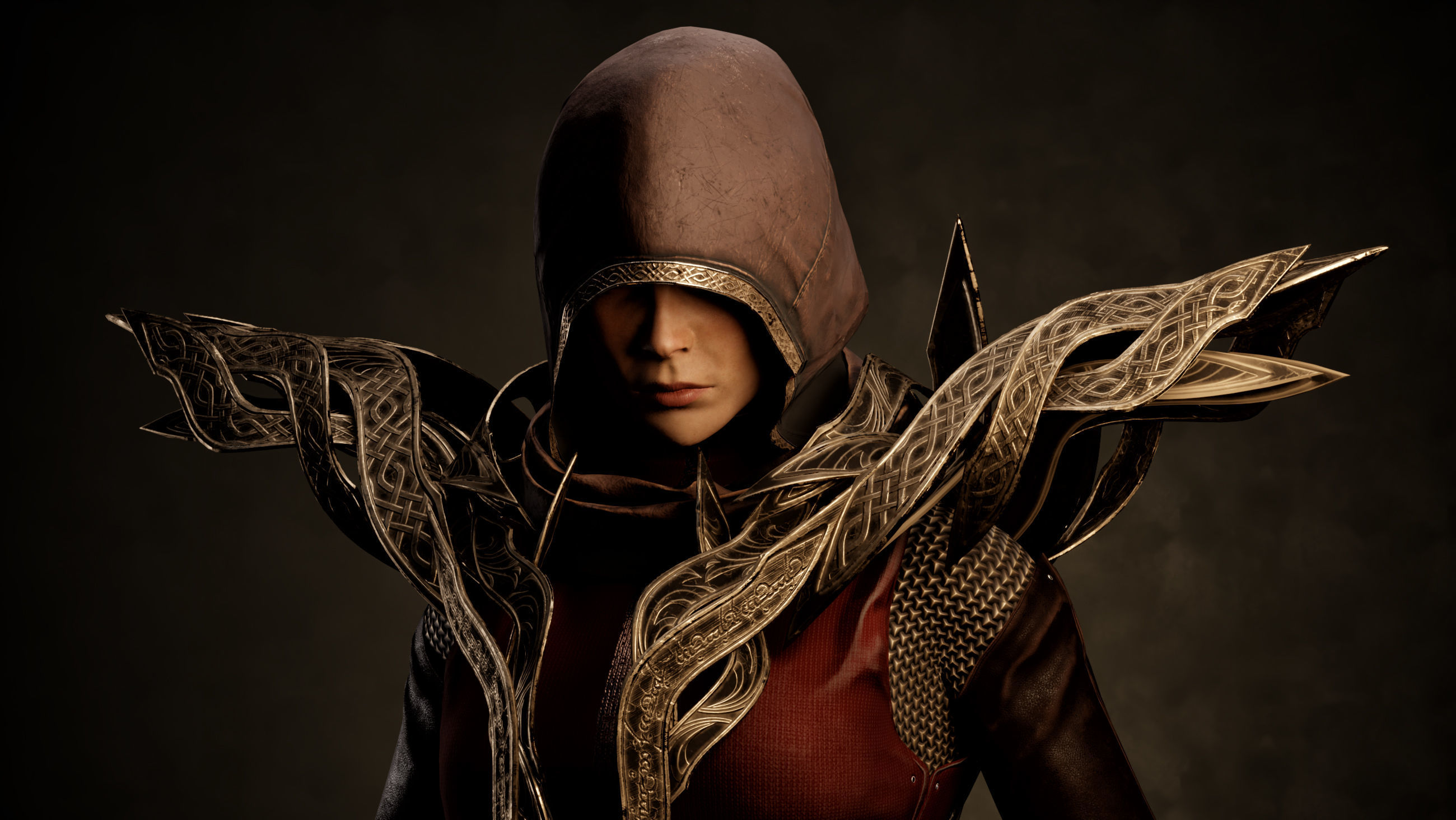 Paladin Girl Low-poly 3D model_10