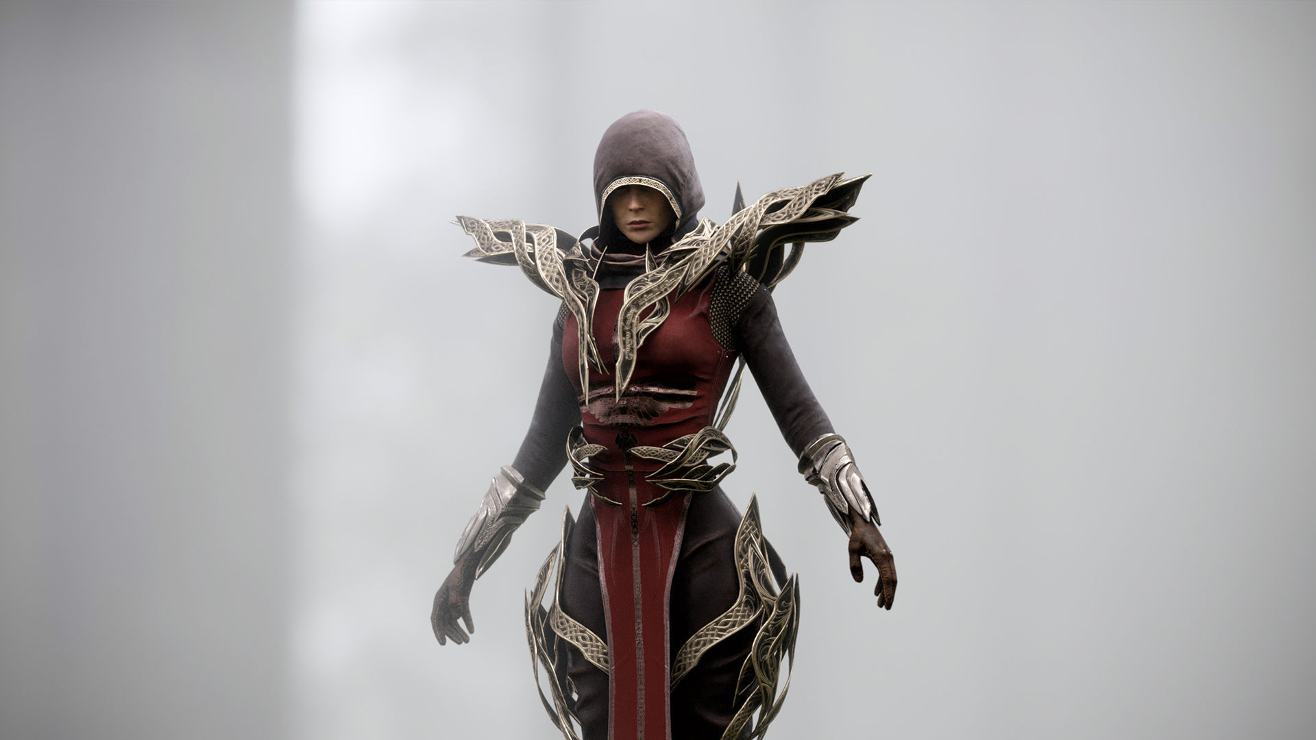 Paladin Girl Low-poly 3D model_2