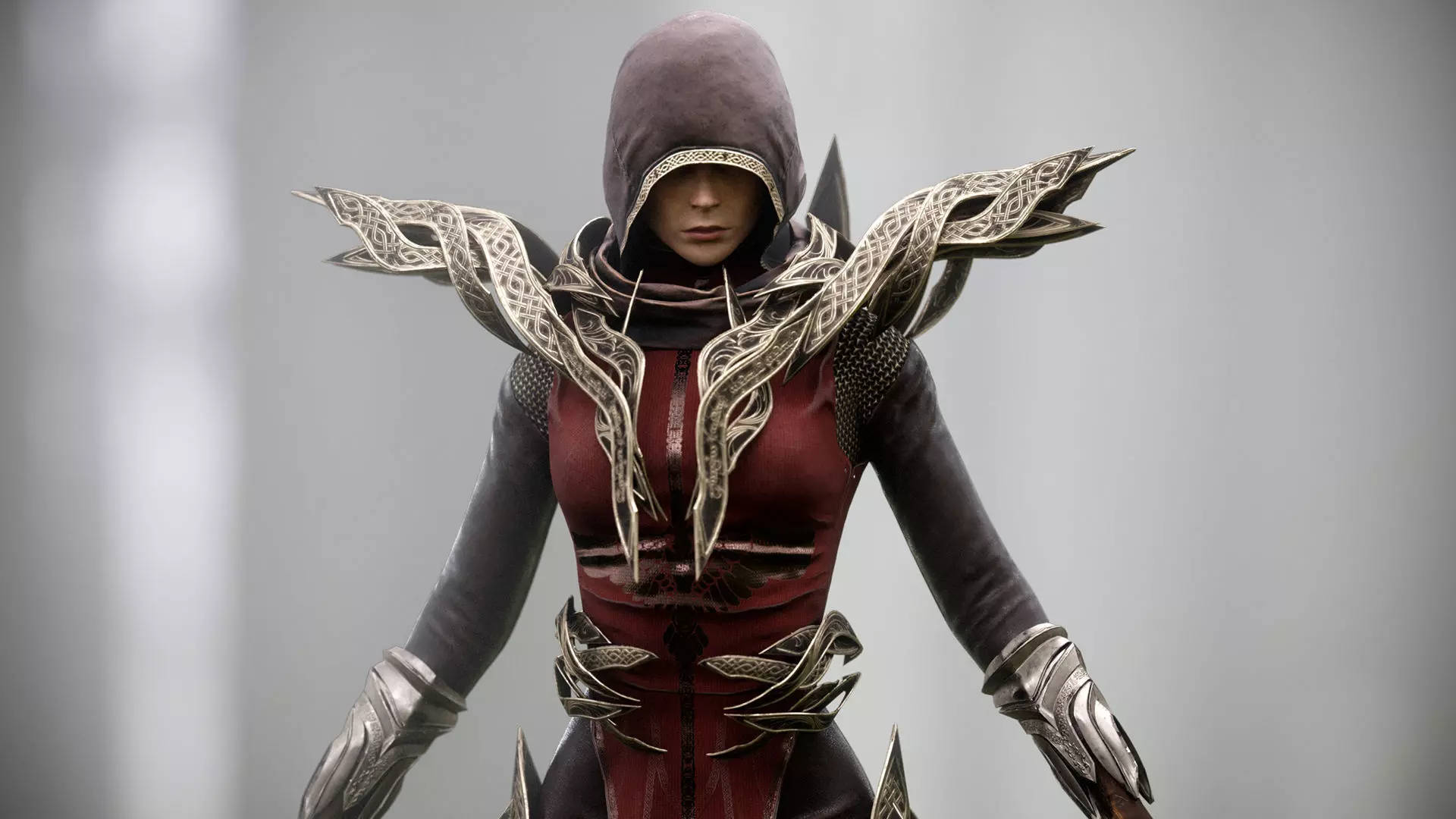 Paladin Girl Low-poly 3D model_0