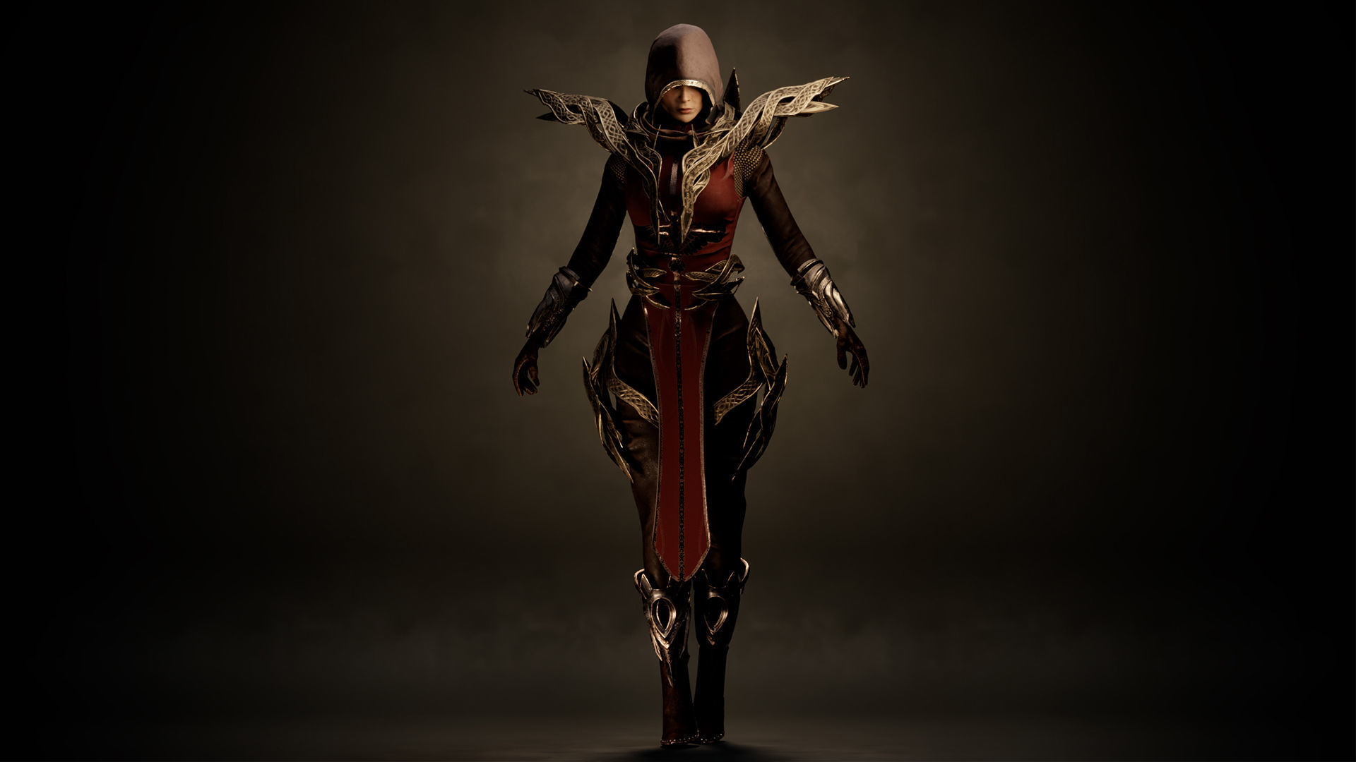 Paladin Girl Low-poly 3D model_11