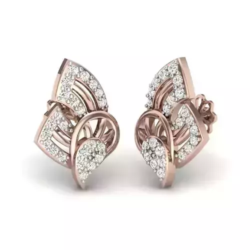 Jewelry Set 3D model rose gold pendant with diamonds