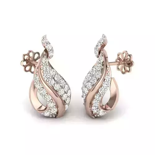 Earring 9 3D print model gold diamond wavy pendant 3D print model