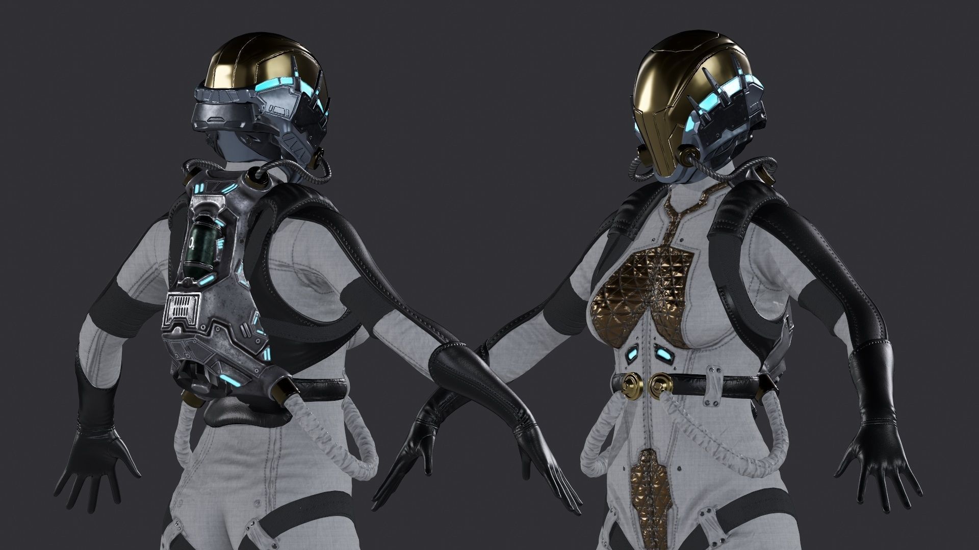 Space Girl Low-poly 3D model_2