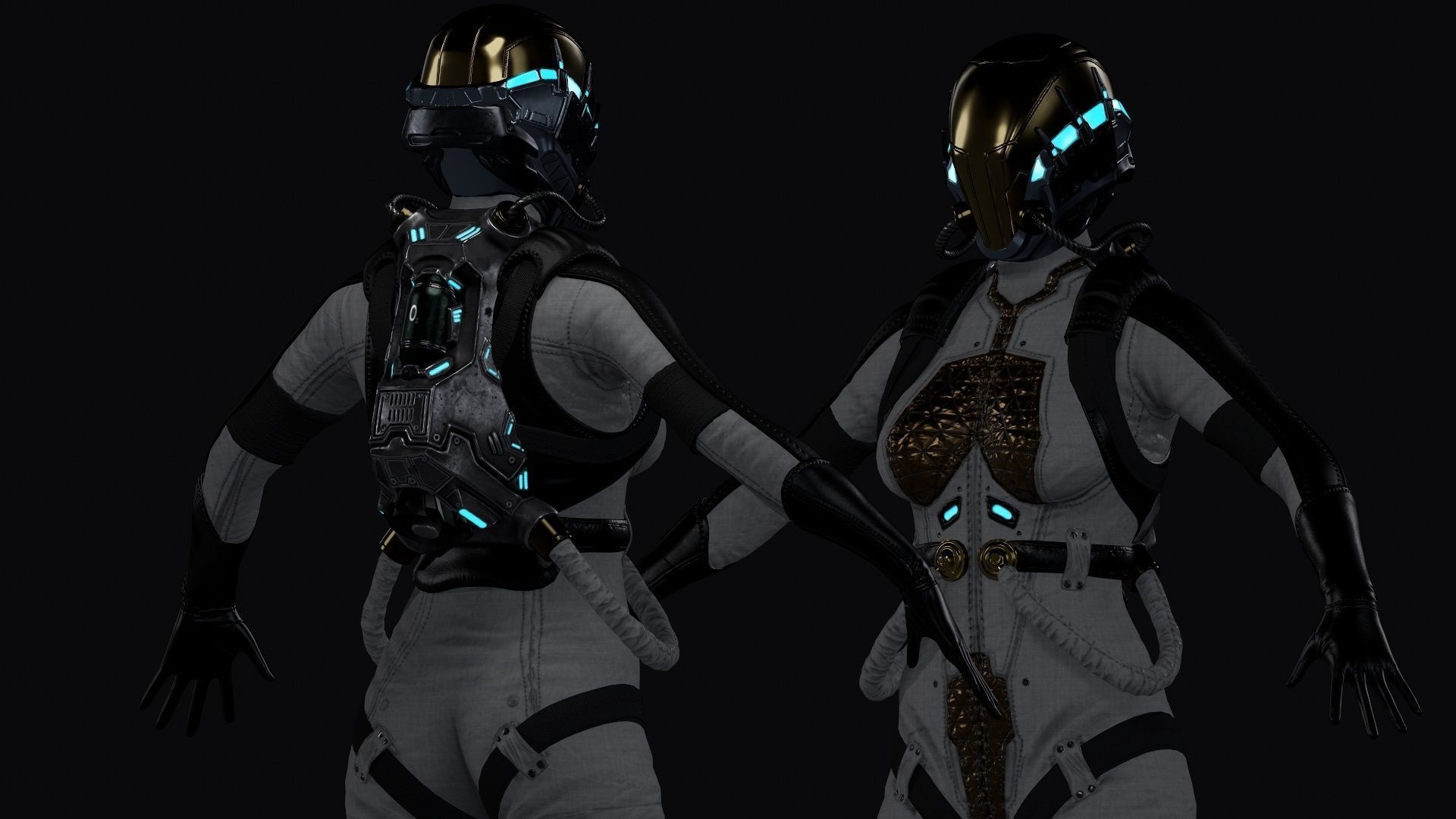 Space Girl Low-poly 3D model_3