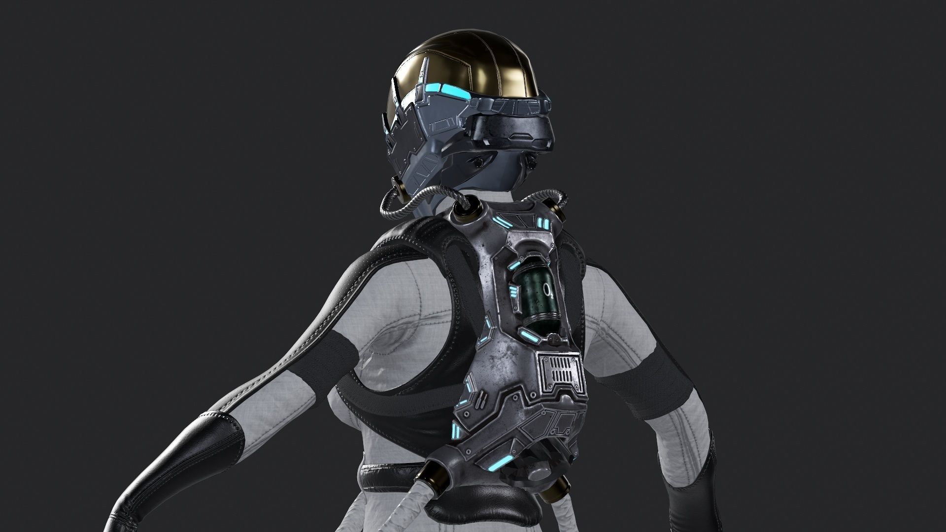 Space Girl Low-poly 3D model_7