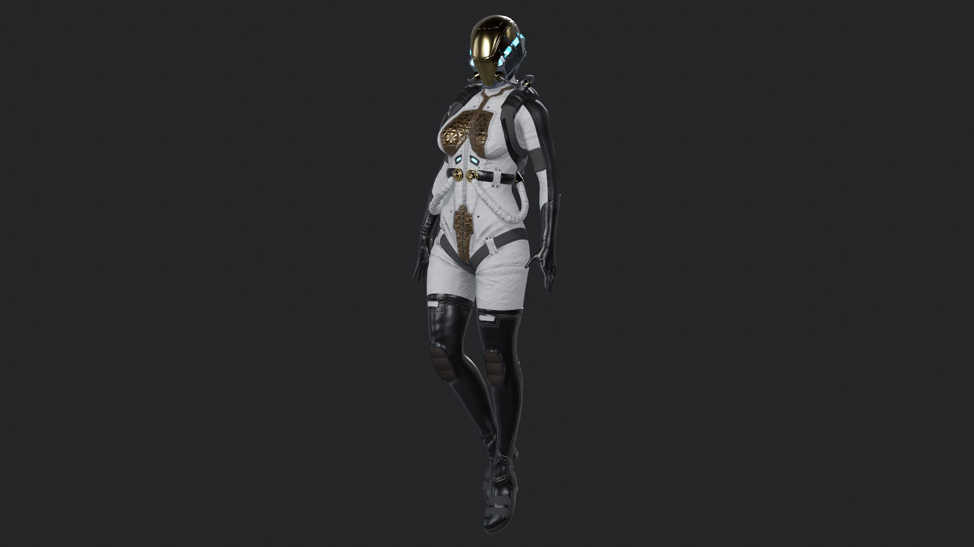 Space Girl Low-poly 3D model_10