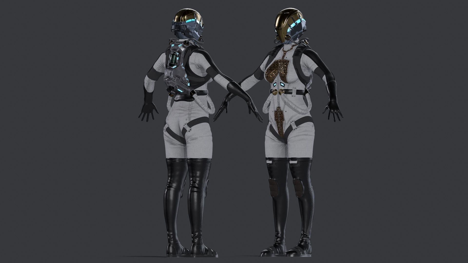 Space Girl Low-poly 3D model_6