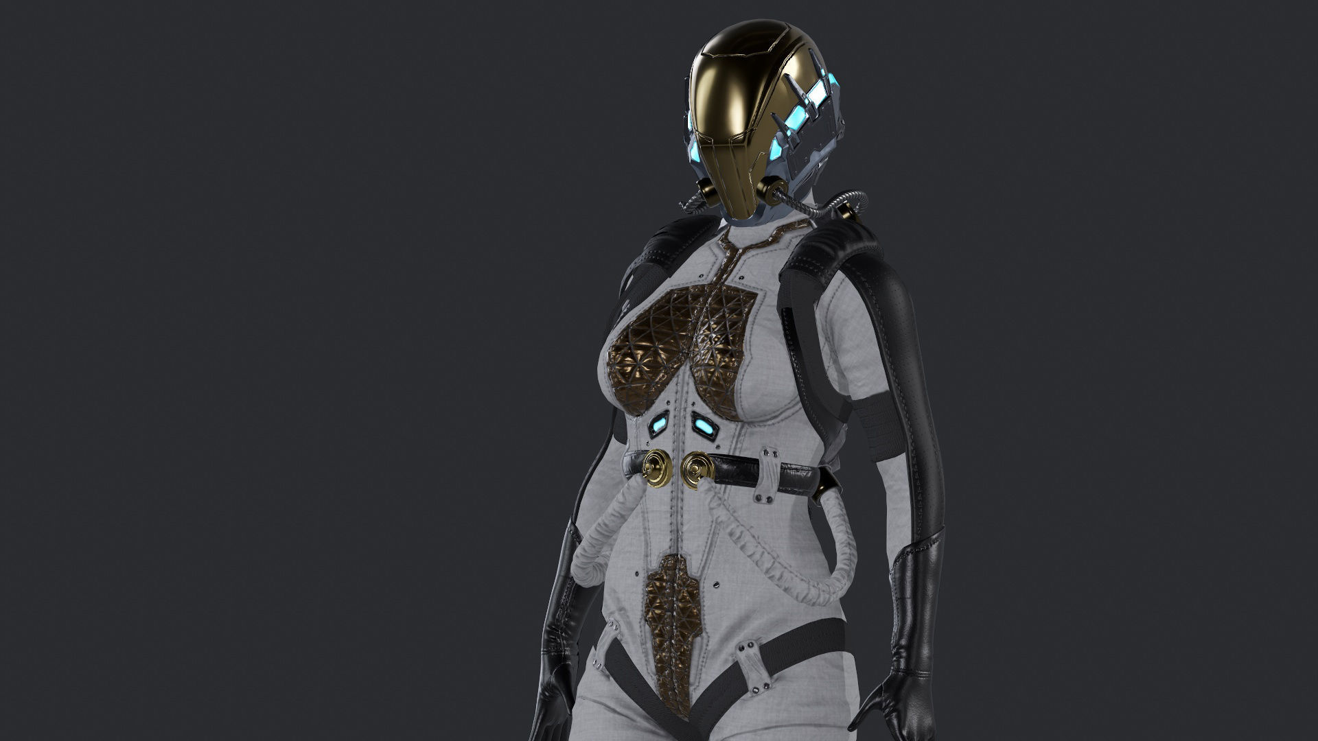 Space Girl Low-poly 3D model_9