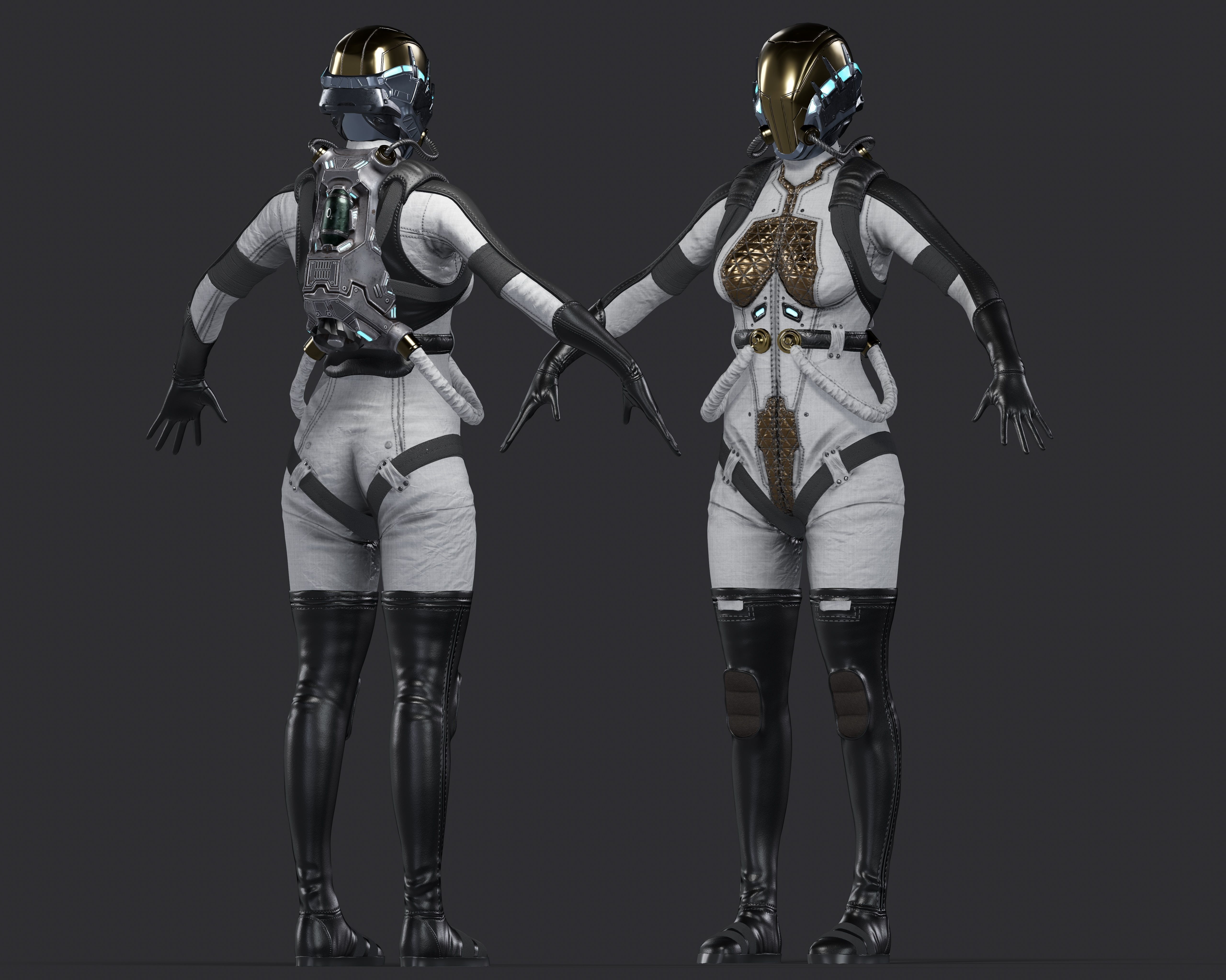 Space Girl Low-poly 3D model_4