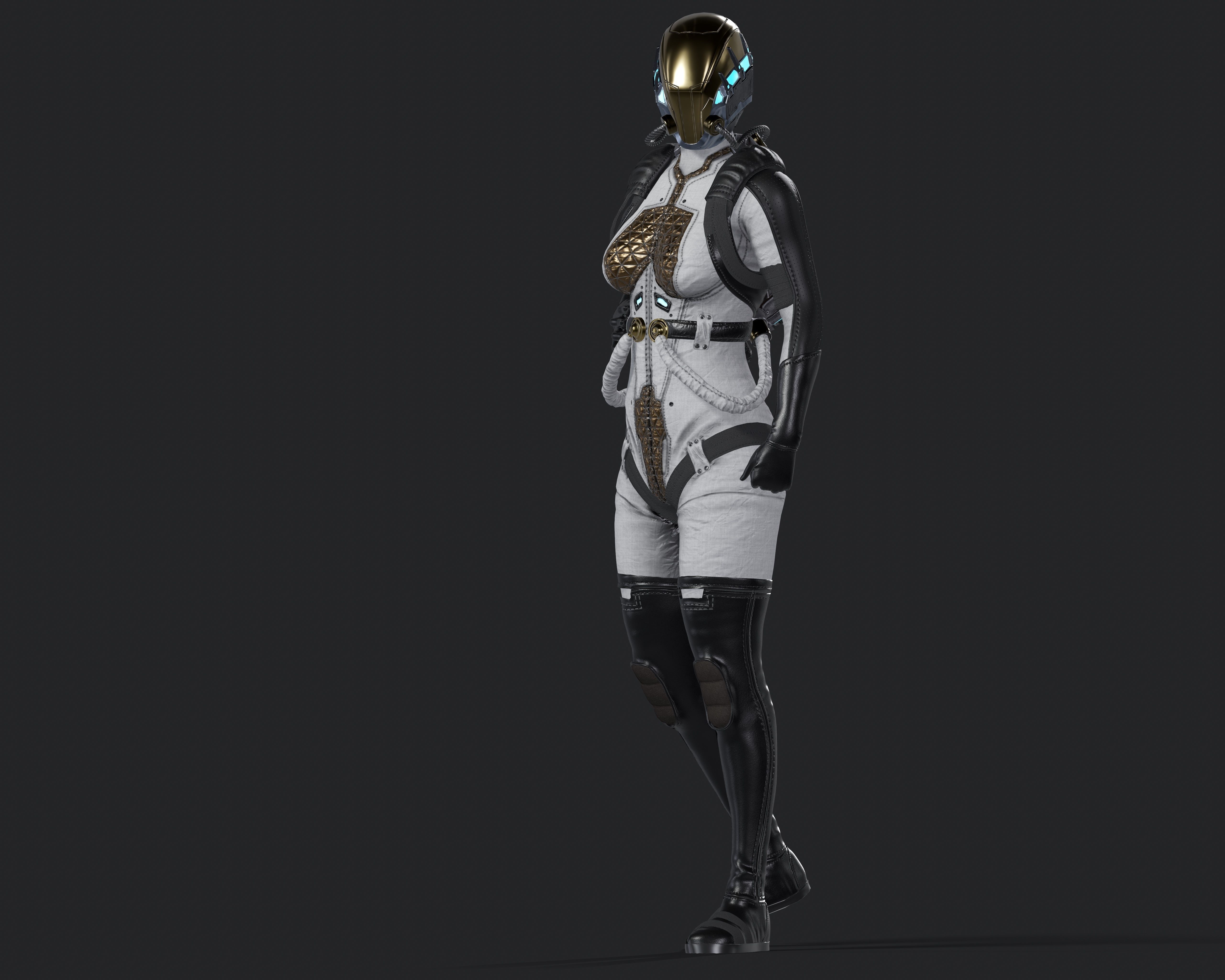 Space Girl Low-poly 3D model_11