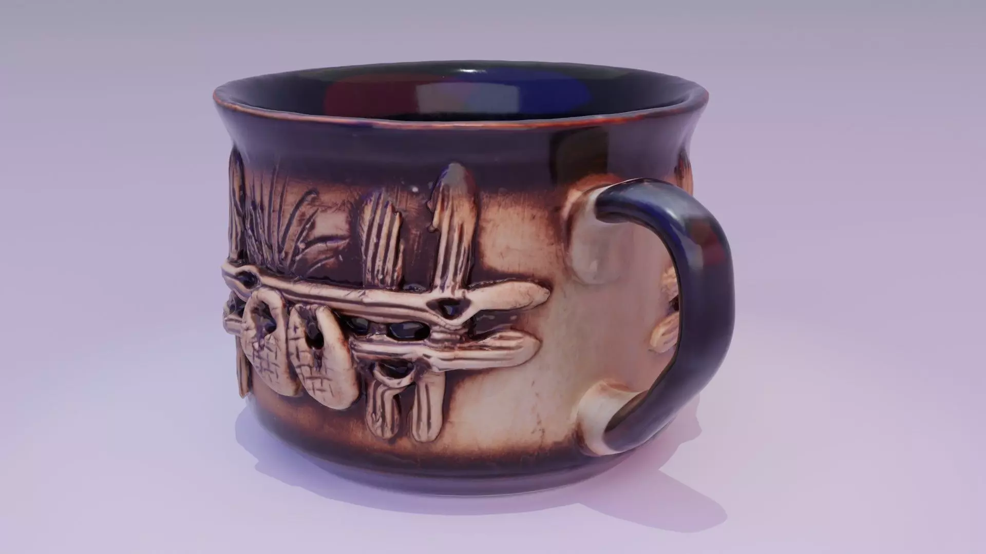 Ethnic clay cup 03 high-poly 3D model